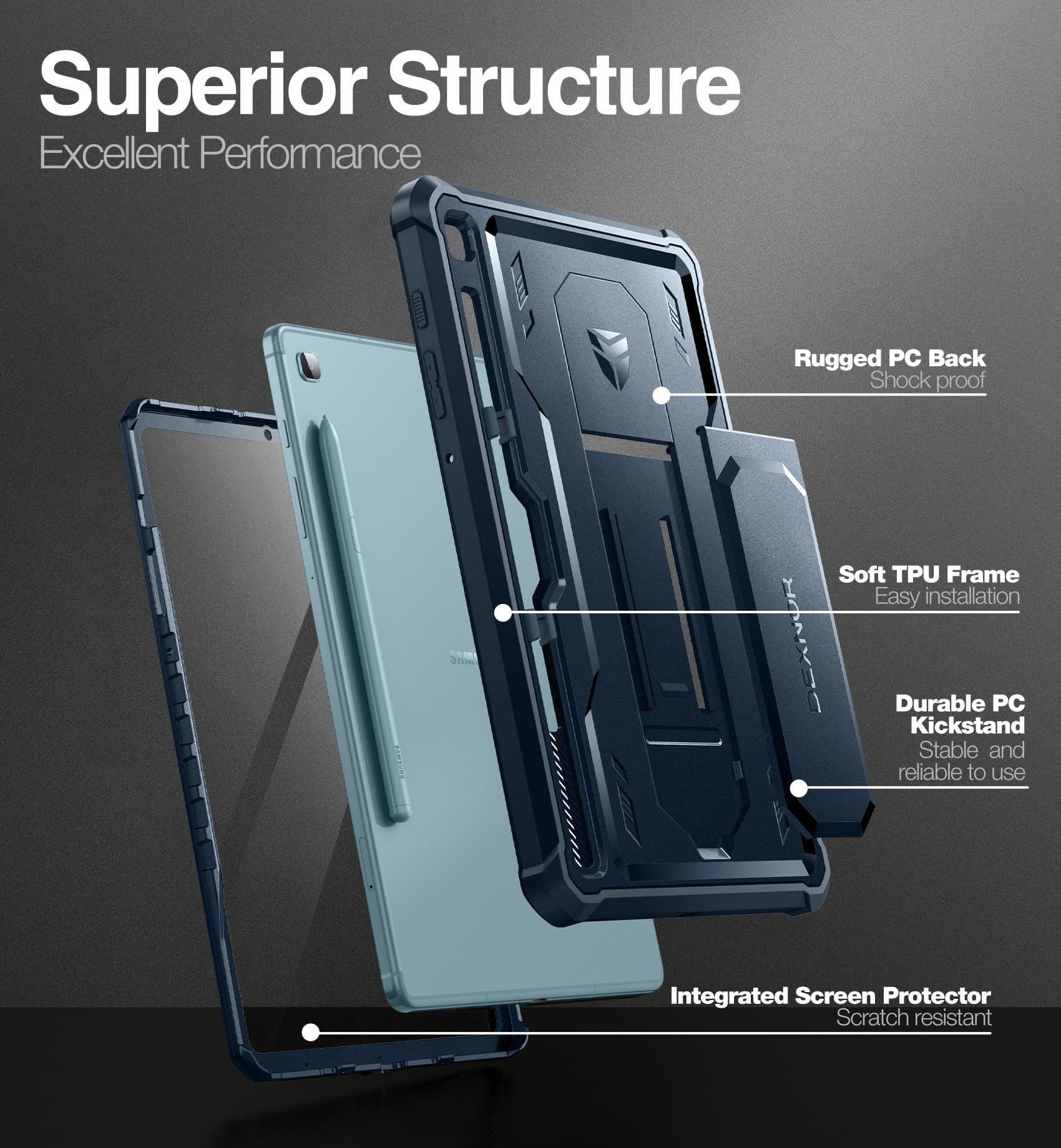 Foto 5 pulgar | Funda Dexnor Para Samsung Galaxy Tab S6 Lite 10.4 2024/2022/2020 - Venta Internacional.