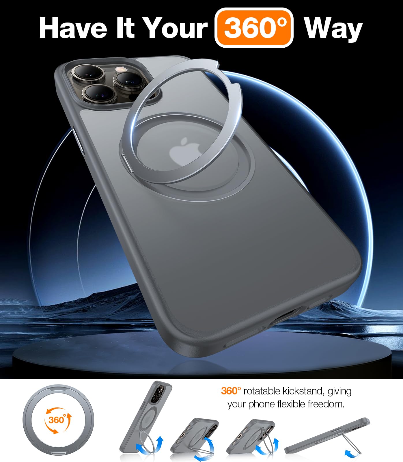 Foto 4 pulgar | Funda Para Teléfono Torras Con Anillo Magnético Giratorio De 360° Para Iphone 15 Pro Max - Venta Internacional.