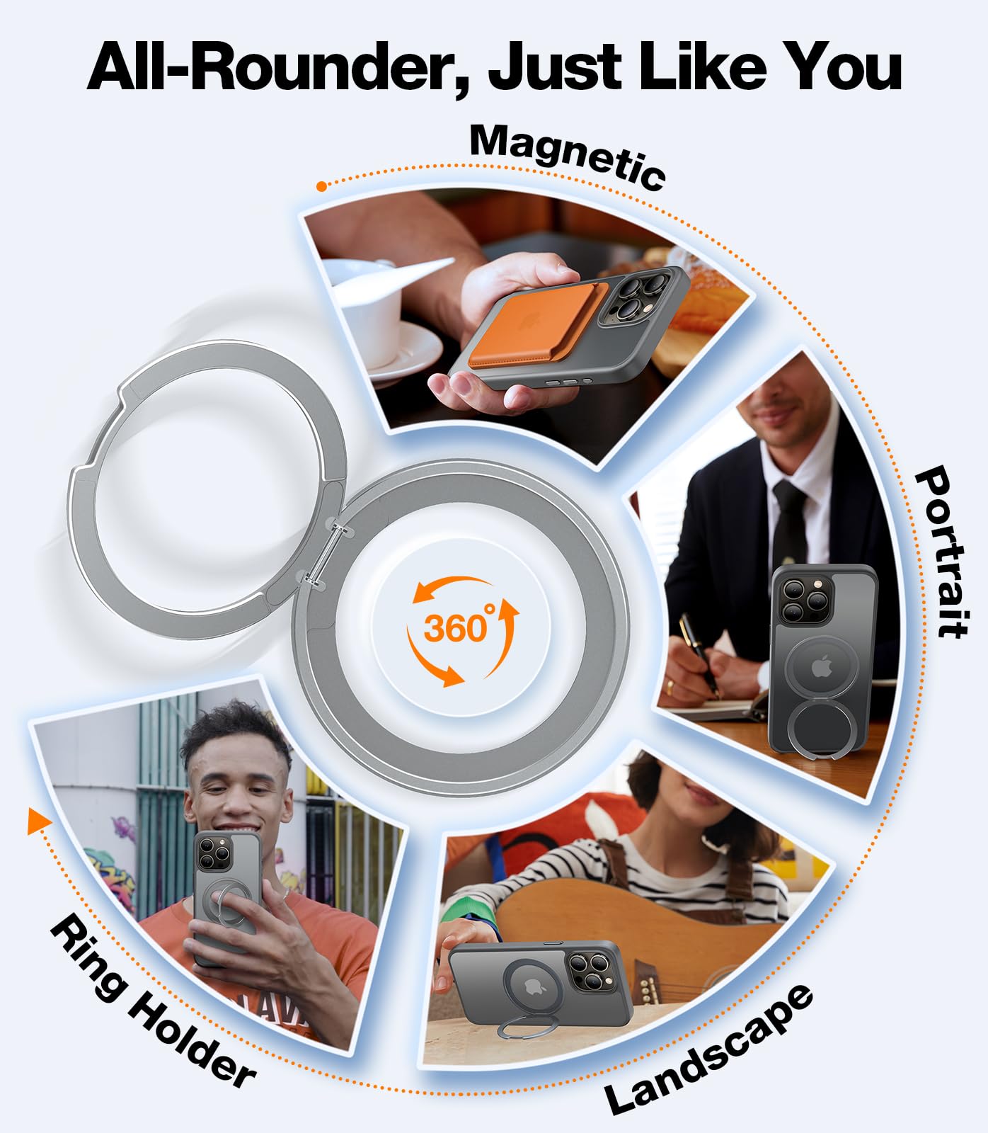 Foto 5 pulgar | Funda Para Teléfono Torras Con Anillo Magnético Giratorio De 360° Para Iphone 15 Pro Max - Venta Internacional.