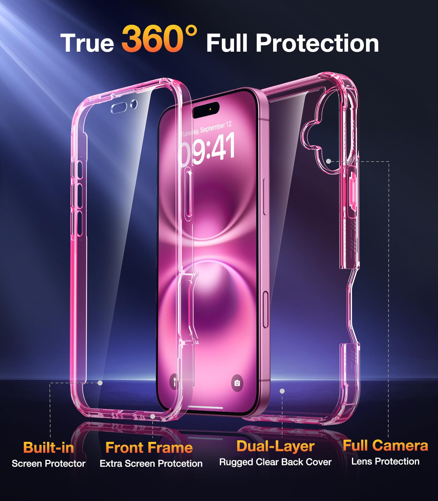 Foto 3 pulgar | Funda De Teléfono Diaclara Diseñada Para Iphone 16 6.1 (rosa Transparente) - Venta Internacional.