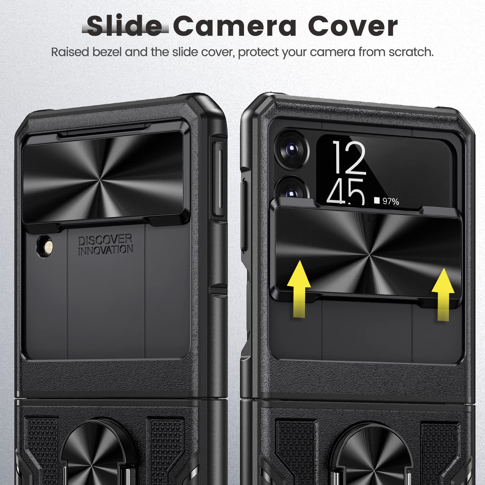 Foto 3 pulgar | Funda De Teléfono Caka Para Samsung Galaxy Z Flip 3 Con Soporte, Color Negro - Venta Internacional.