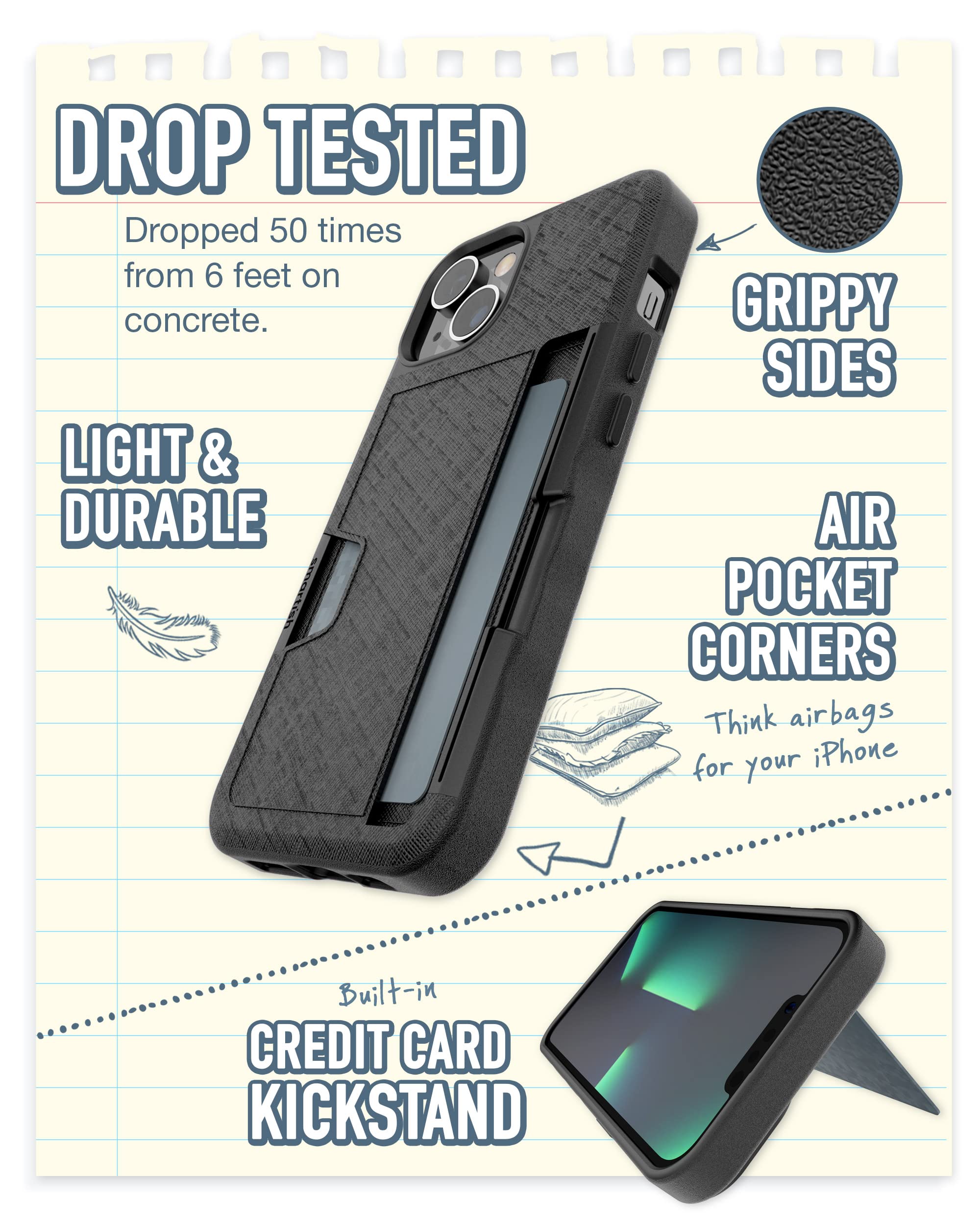 Foto 4 pulgar | Funda Tipo Cartera Smartish  Para Iphone 14 Wallet Slayer Vol. 2, Negra - Venta Internacional.