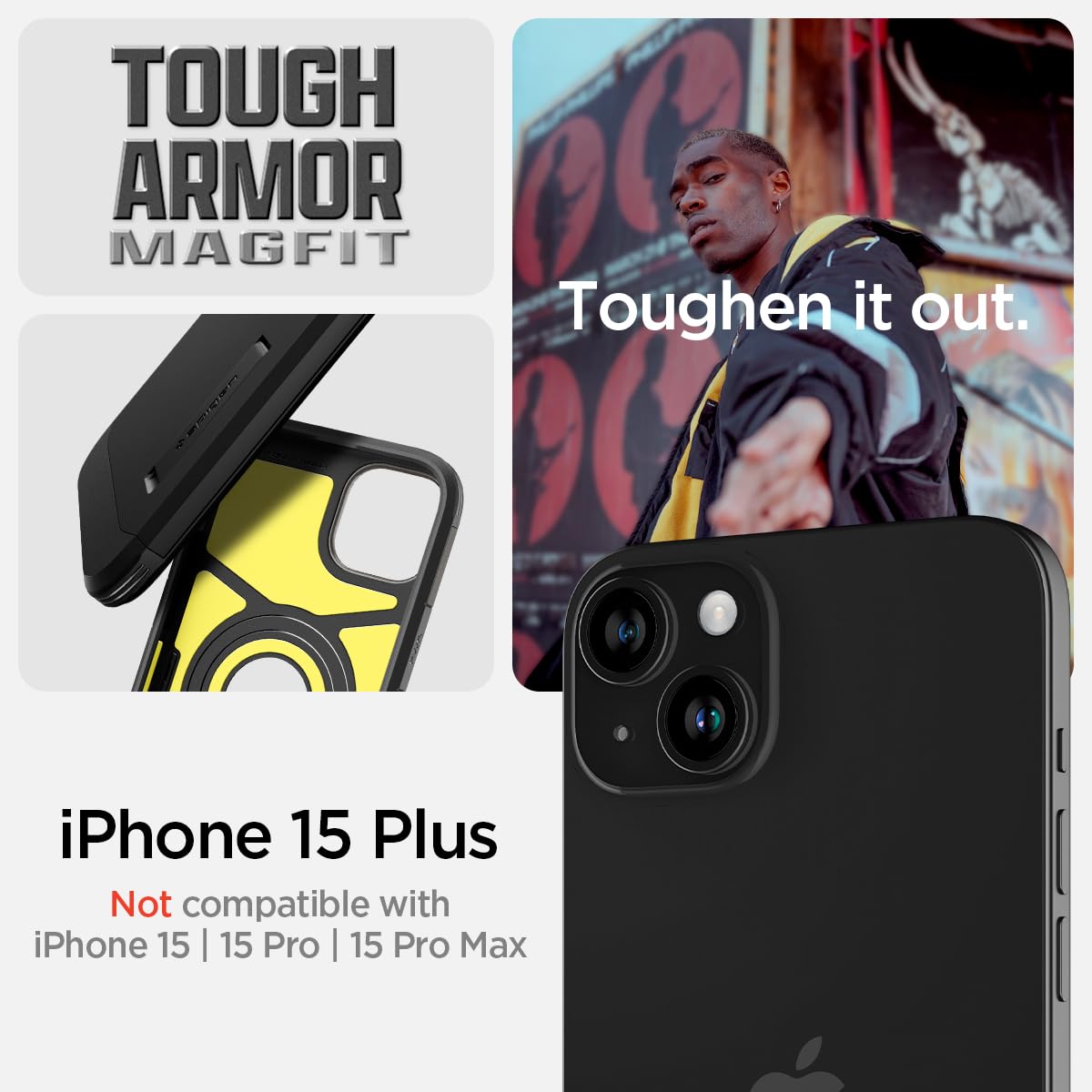 Foto 3 pulgar | Funda Spigen Tough Armor Magfit Para Iphone 15 Plus, Color Negro - Venta Internacional.