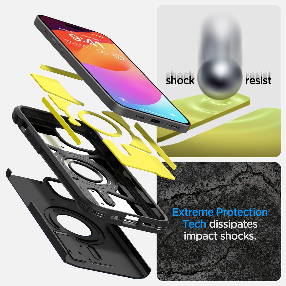 Foto 6 pulgar | Funda Spigen Tough Armor Magfit Para Iphone 15 Plus, Color Negro - Venta Internacional.