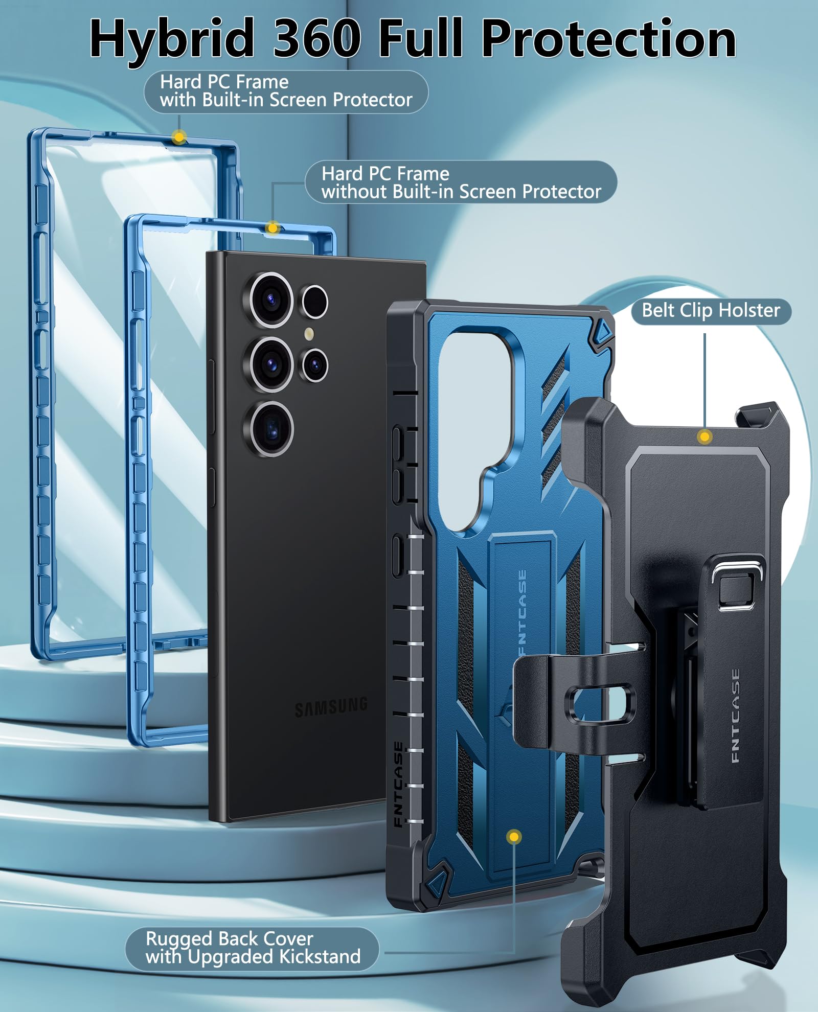 Foto 3 pulgar | Funda De Teléfono Fntcase Para Samsung Galaxy S24 Ultra 6.8 Pulgadas Azul - Venta Internacional.