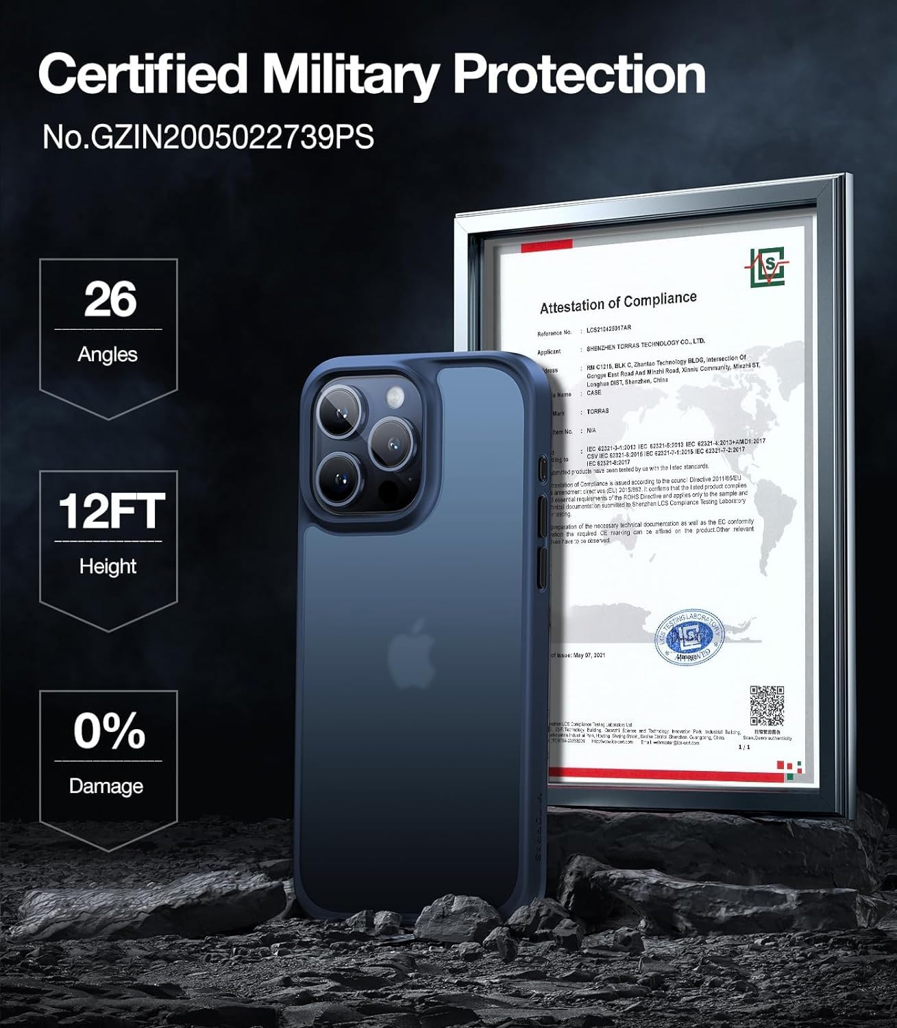 Foto 4 pulgar | Funda De Teléfono Torras A Prueba De Golpes Para Iphone 13 Pro Blue - Venta Internacional.