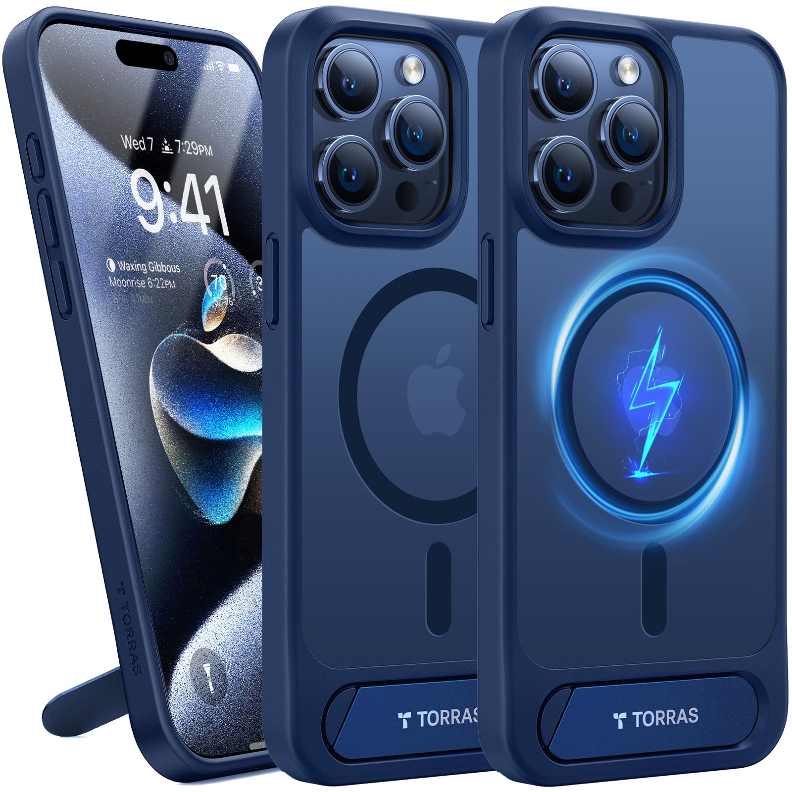 Foto 2 pulgar | Funda Para Teléfono Torras Con Soporte Magnético Mejorado Para Iphone 15 Pro, Azul - Venta Internacional.