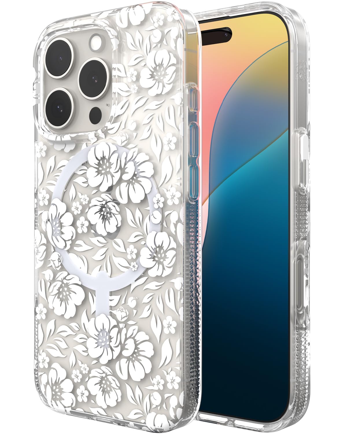 Funda De Teléfono Zagg Milan Snap Para Iphone 16 Pro Con Estampado Floral Blanco - Venta Internacional.