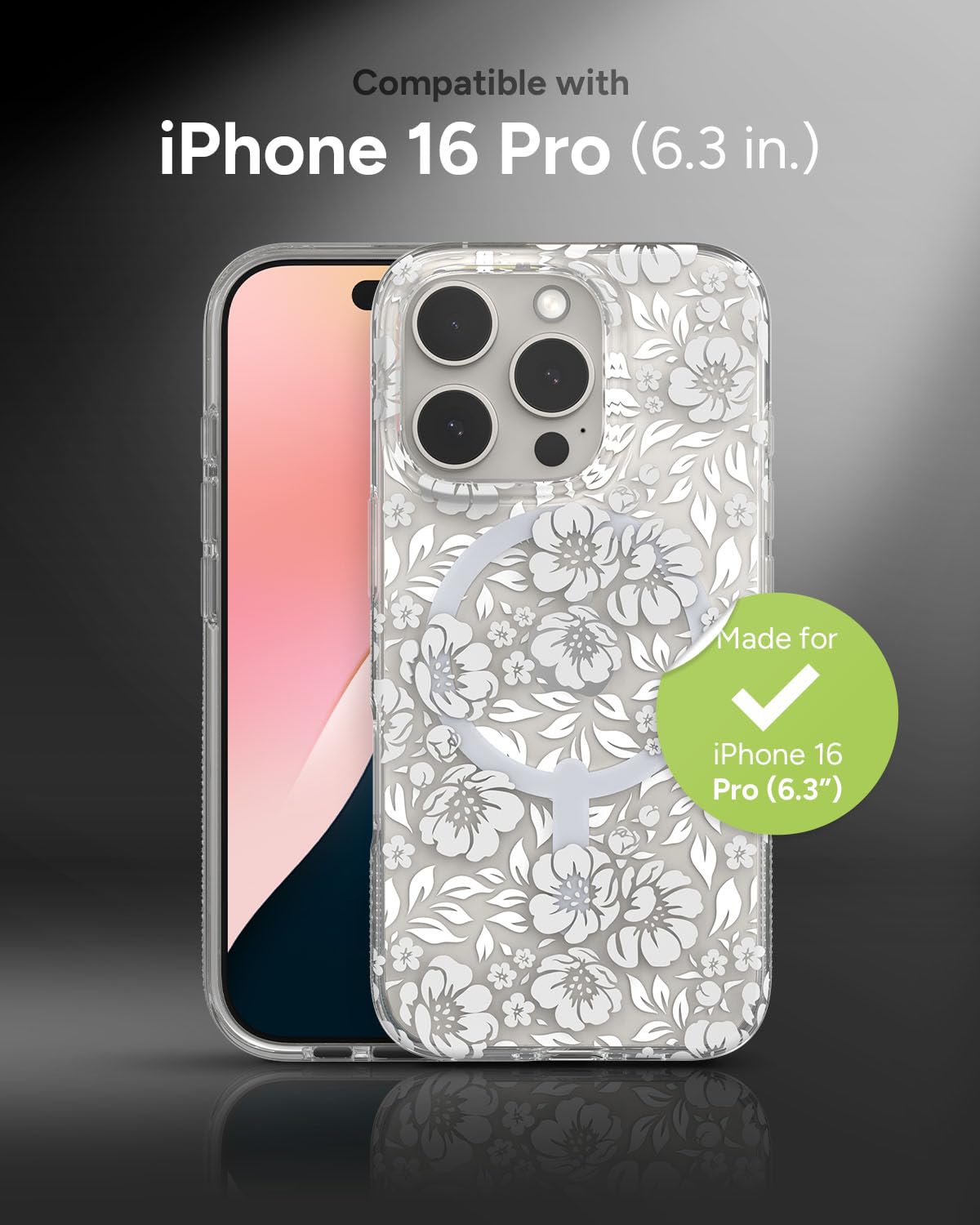 Foto 3 pulgar | Funda De Teléfono Zagg Milan Snap Para Iphone 16 Pro Con Estampado Floral Blanco - Venta Internacional.