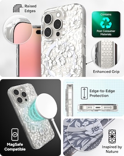 Foto 5 | Funda De Teléfono Zagg Milan Snap Para Iphone 16 Pro Con Estampado Floral Blanco - Venta Internacional.