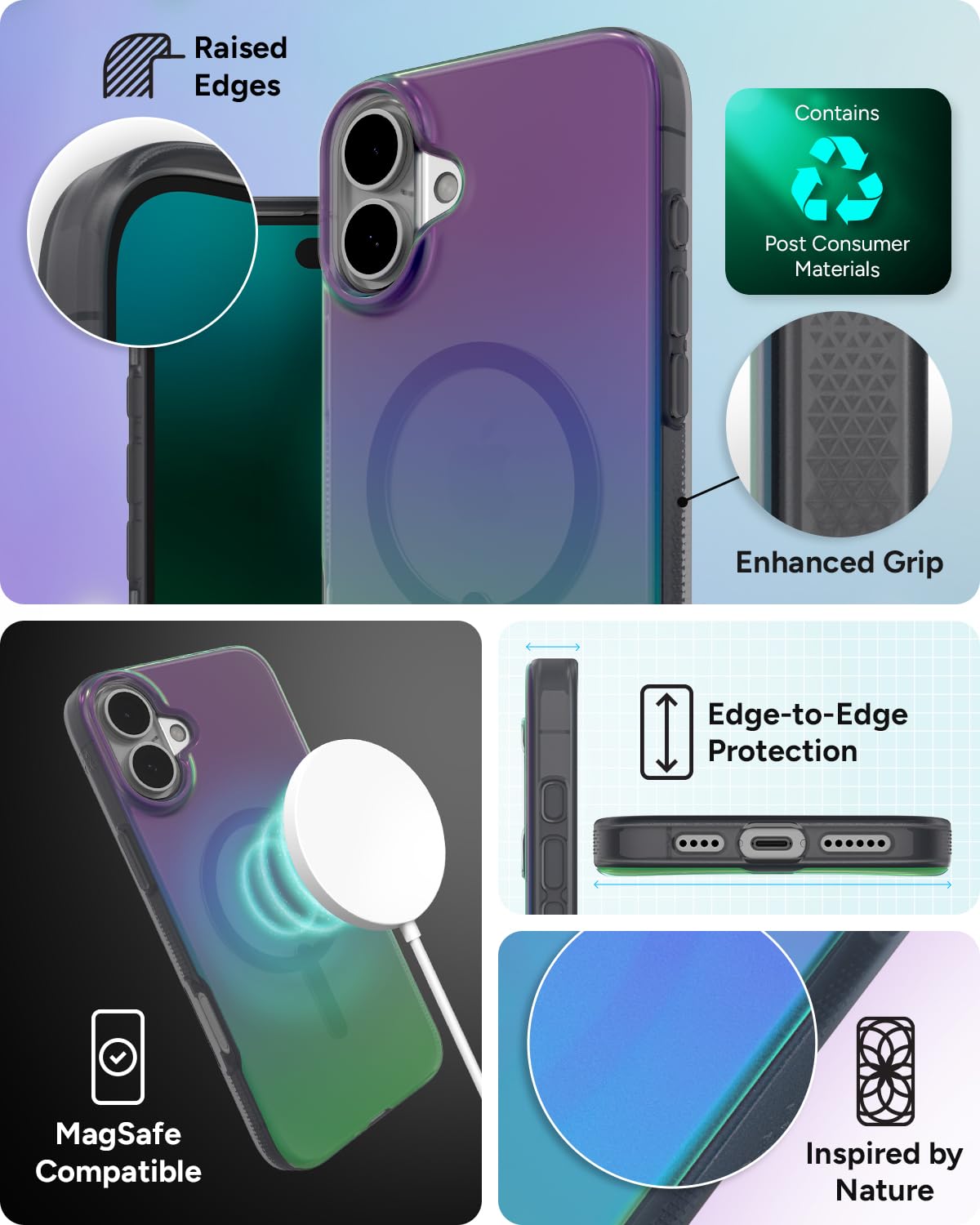 Foto 6 pulgar | Funda De Teléfono Zagg Milan Snap Para Iphone 16 Plus Que Cambia De Color - Venta Internacional.