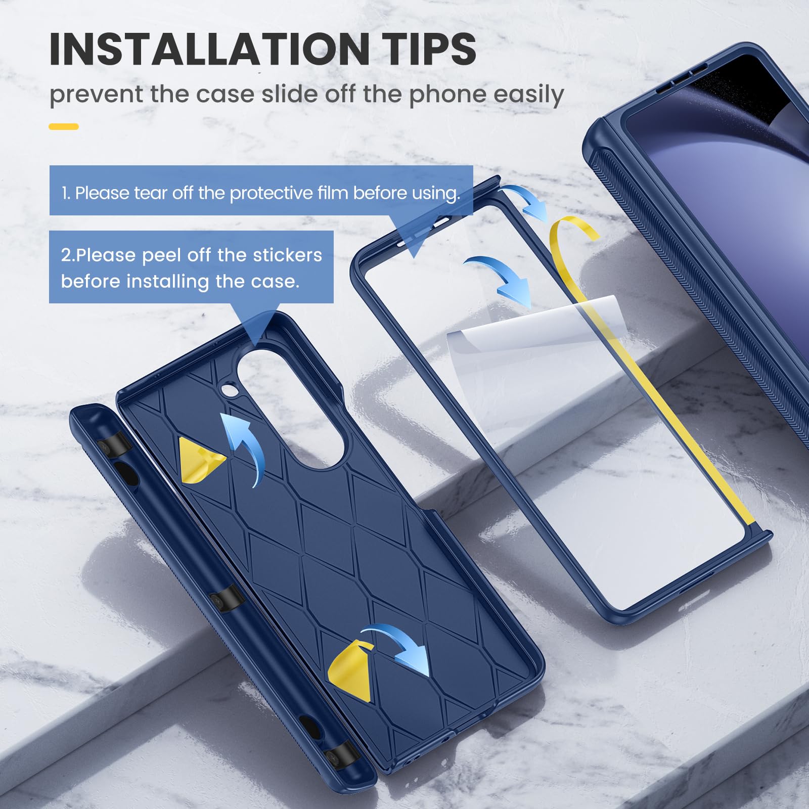 Foto 3 pulgar | Funda Ruky Stand Con Protector De Pantalla Para Samsung Galaxy Z Fold 5, Color Azul - Venta Internacional.