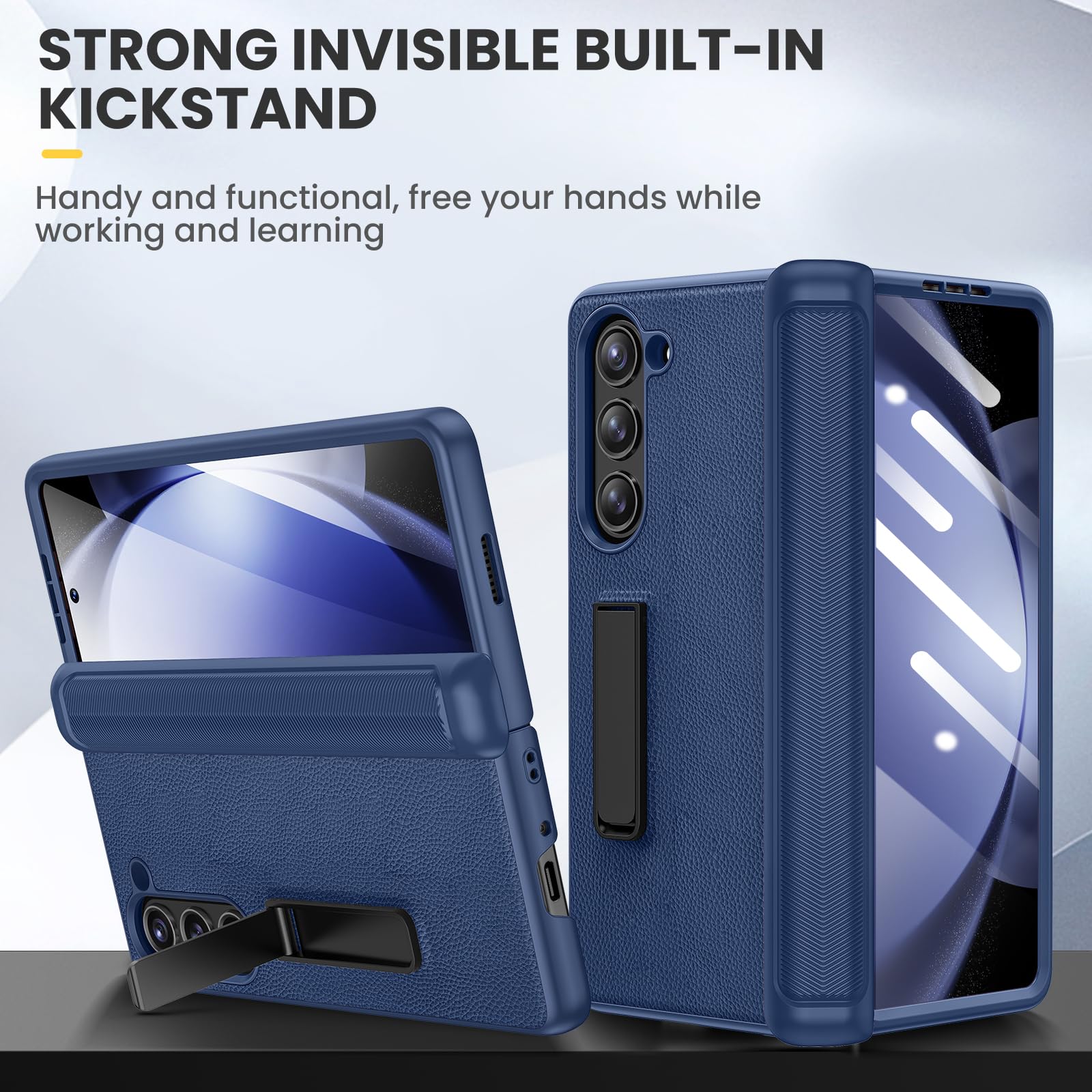 Foto 6 pulgar | Funda Ruky Stand Con Protector De Pantalla Para Samsung Galaxy Z Fold 5, Color Azul - Venta Internacional.