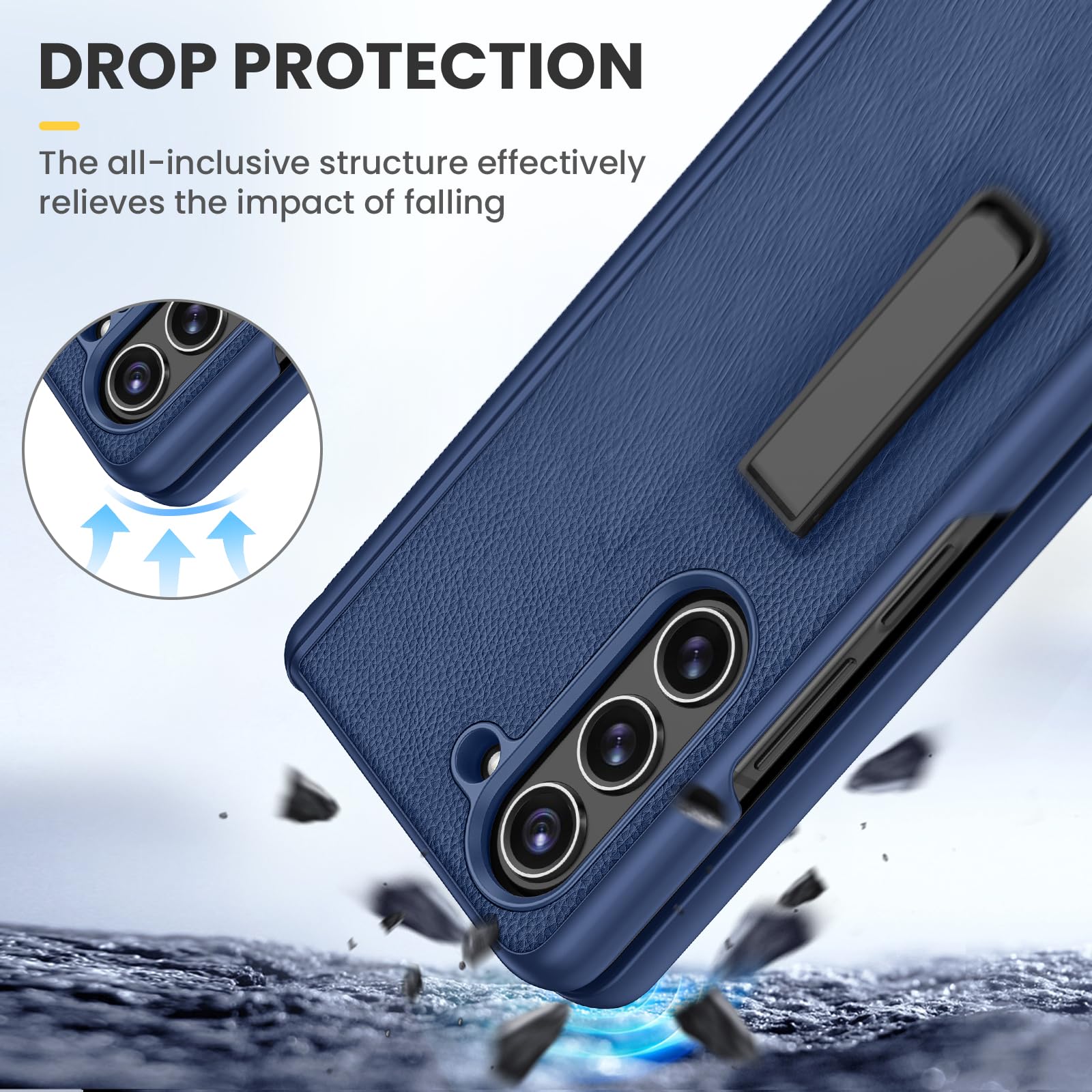Foto 7 pulgar | Funda Ruky Stand Con Protector De Pantalla Para Samsung Galaxy Z Fold 5, Color Azul - Venta Internacional.