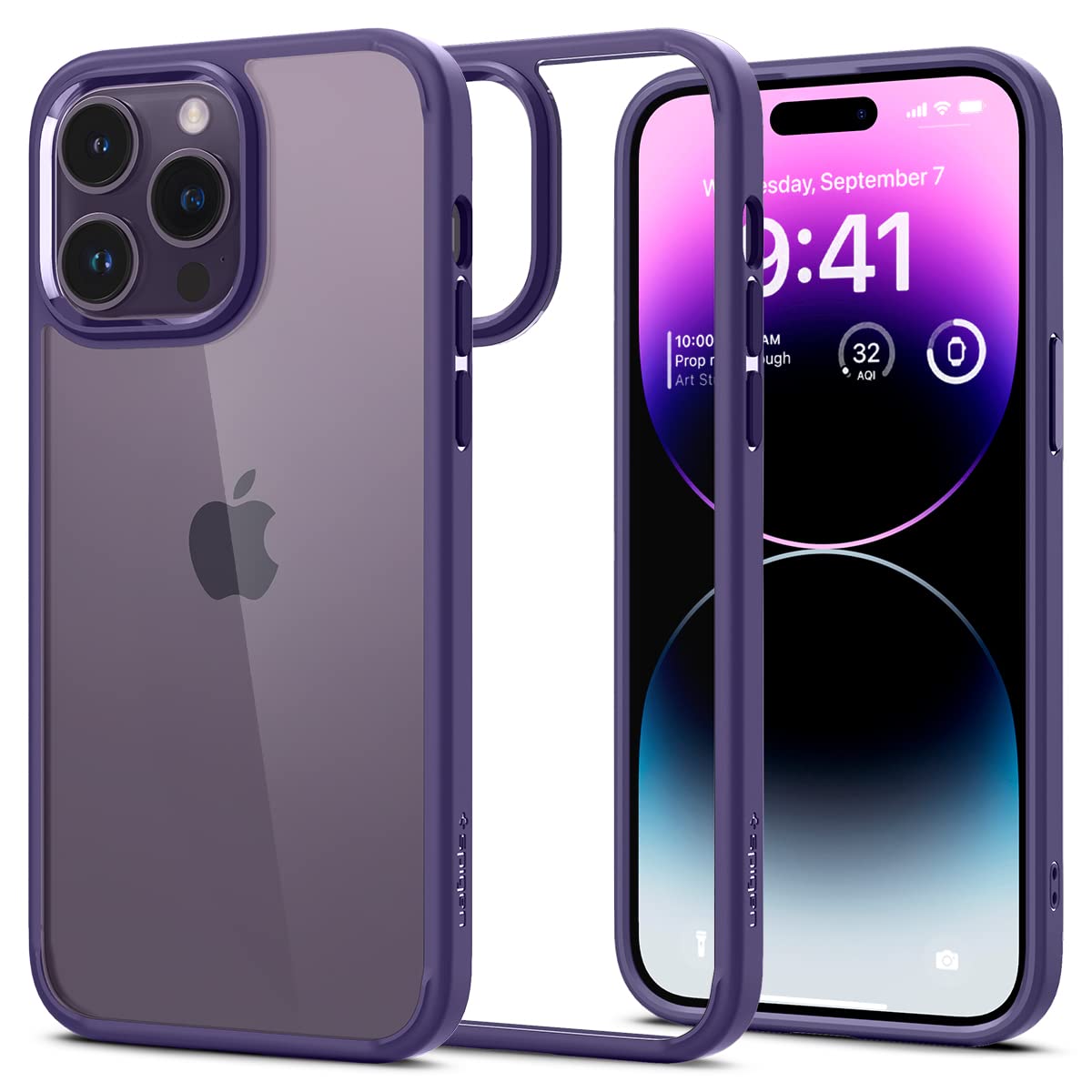 Foto 2 pulgar | Funda Spigen Ultra Hybrid Para Iphone 14 Pro, Color Morado Oscuro - Venta Internacional.