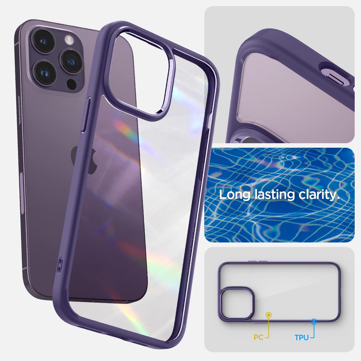 Foto 5 pulgar | Funda Spigen Ultra Hybrid Para Iphone 14 Pro, Color Morado Oscuro - Venta Internacional.