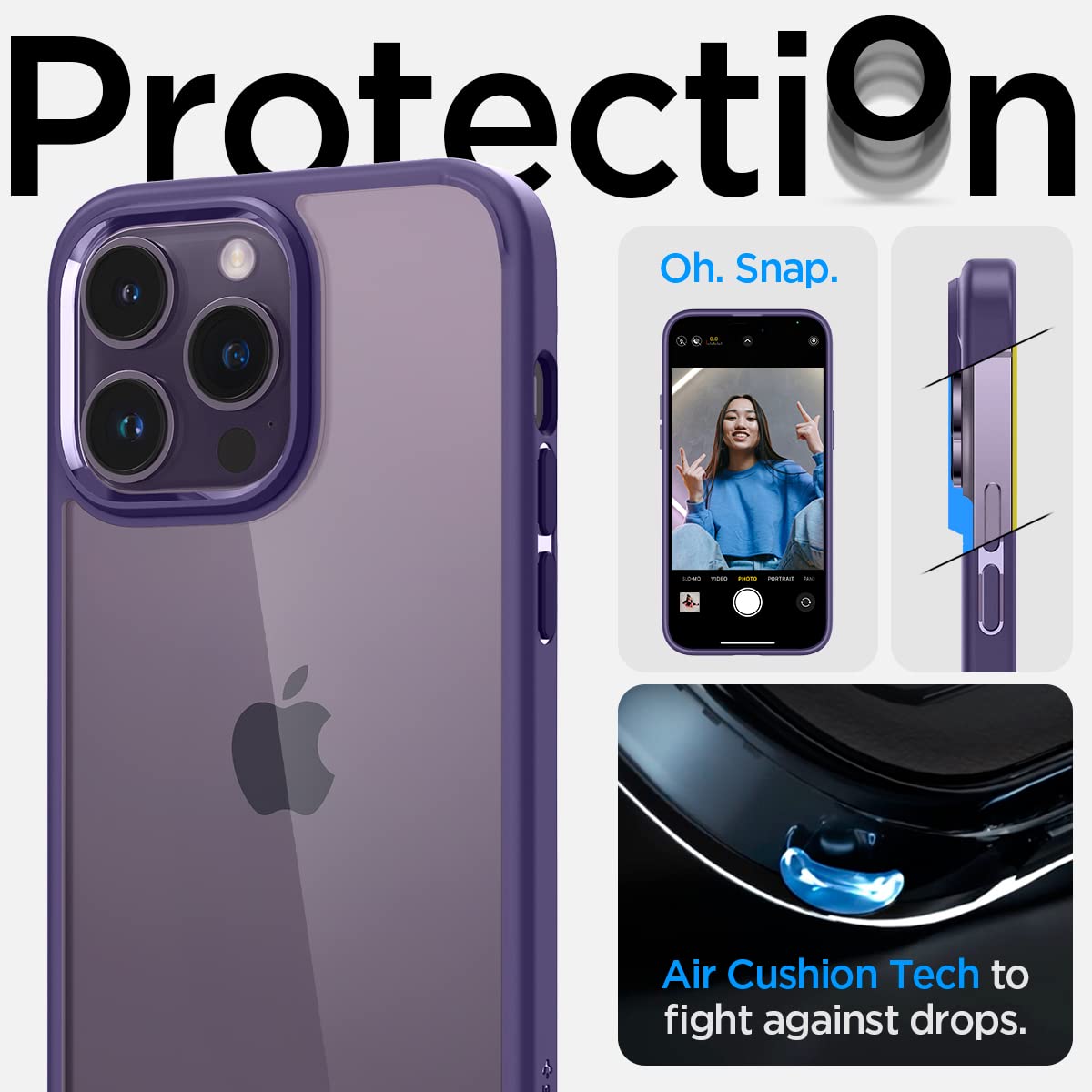 Foto 6 pulgar | Funda Spigen Ultra Hybrid Para Iphone 14 Pro, Color Morado Oscuro - Venta Internacional.