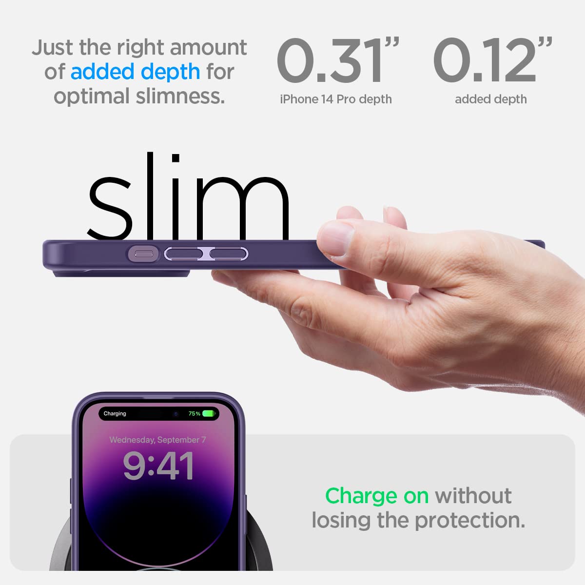 Foto 7 pulgar | Funda Spigen Ultra Hybrid Para Iphone 14 Pro, Color Morado Oscuro - Venta Internacional.