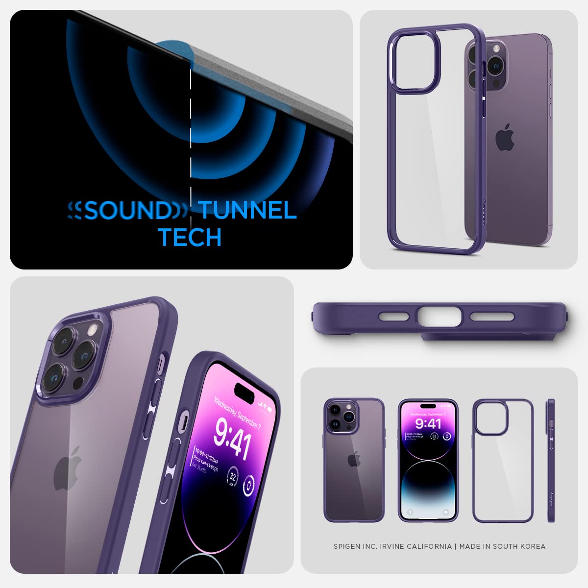 Foto 8 pulgar | Funda Spigen Ultra Hybrid Para Iphone 14 Pro, Color Morado Oscuro - Venta Internacional.