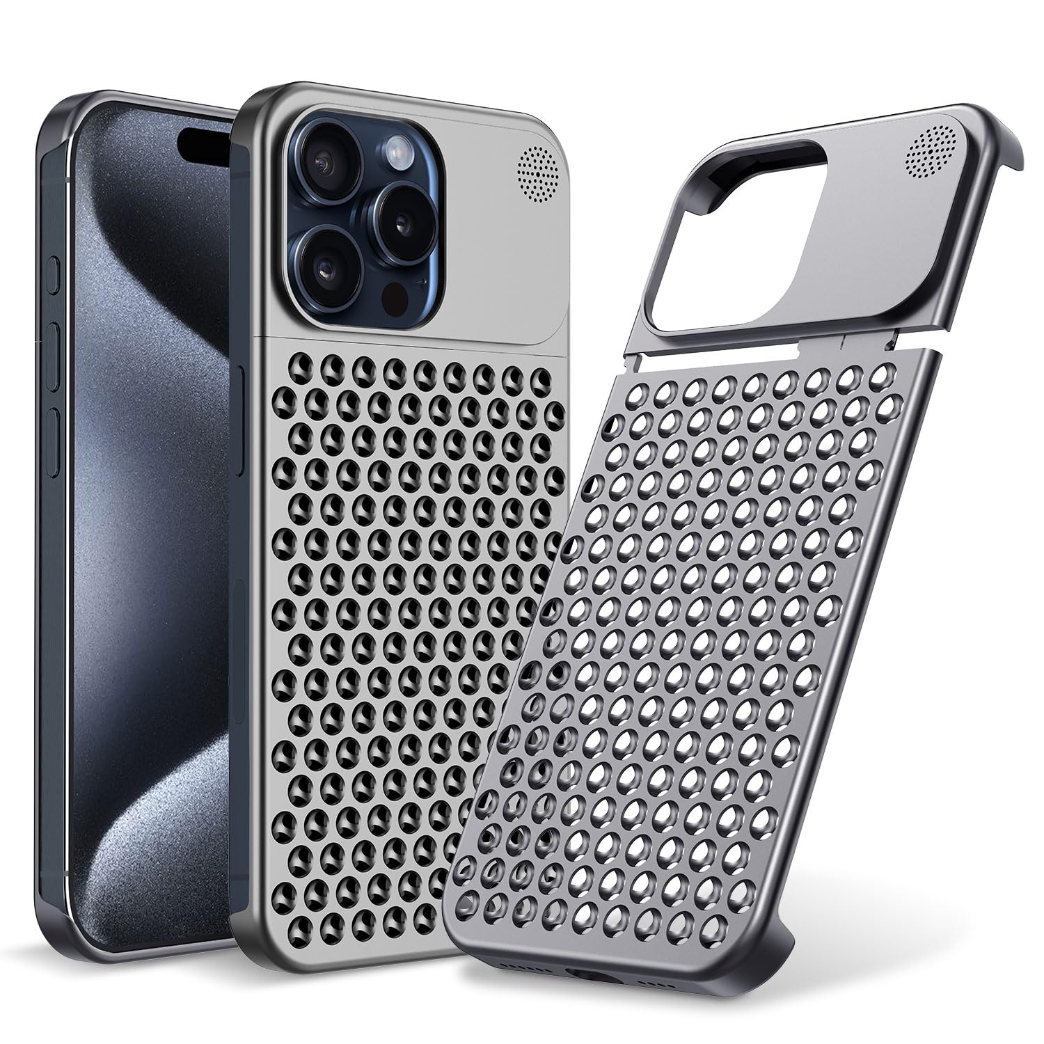 Foto 2 pulgar | Funda De Teléfono Arae Para Iphone 15 Pro Max, Aleación De Aluminio Gris - Venta Internacional.