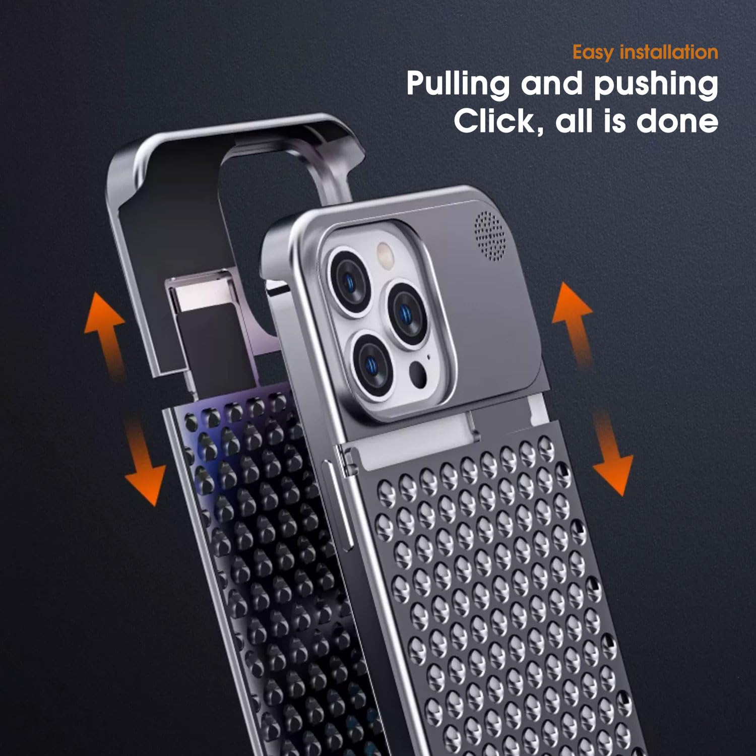 Foto 6 pulgar | Funda De Teléfono Arae Para Iphone 15 Pro Max, Aleación De Aluminio Gris - Venta Internacional.