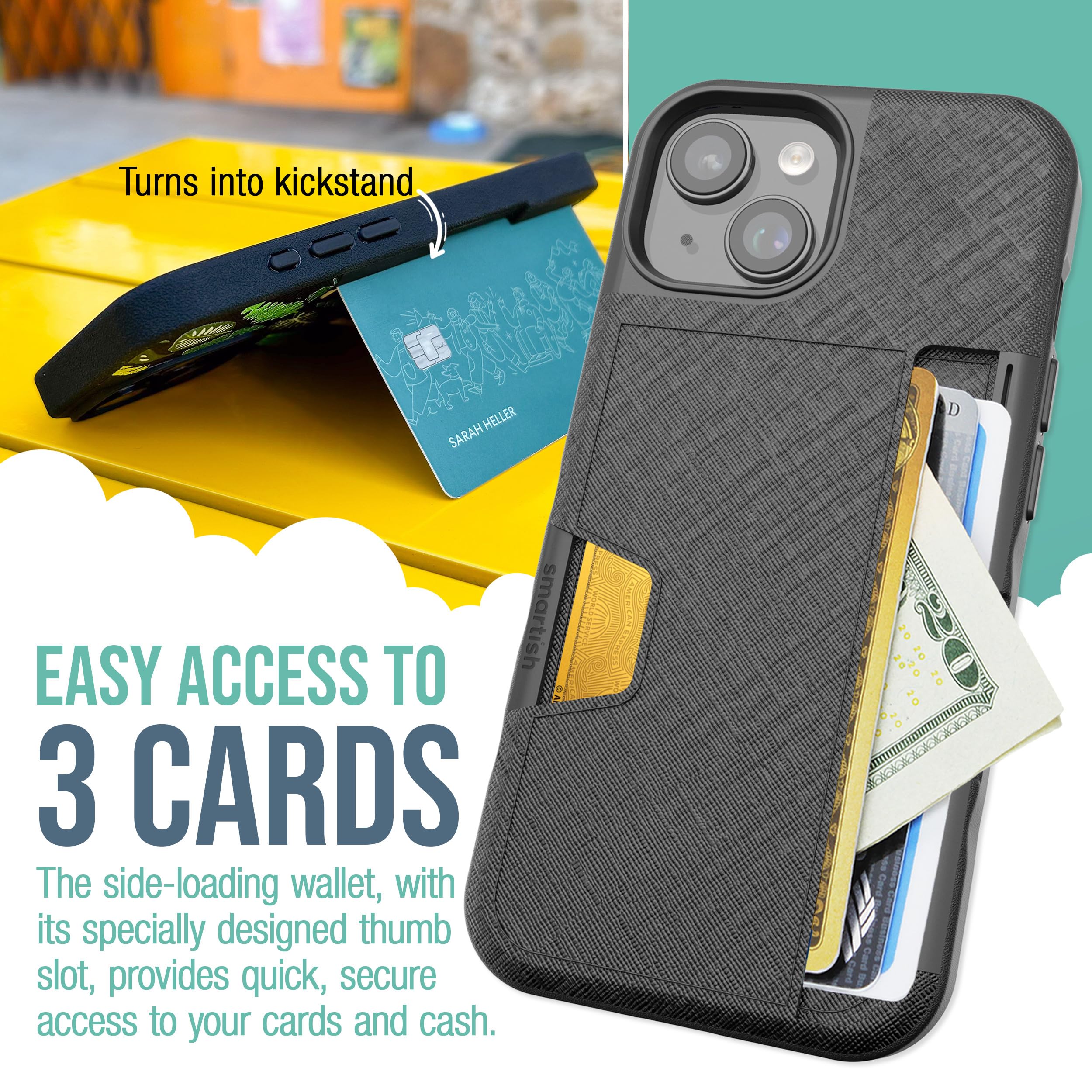 Foto 4 pulgar | Funda Tipo Cartera Smartish  Para Iphone 15 Wallet Slayer Vol. 2, Negra - Venta Internacional.