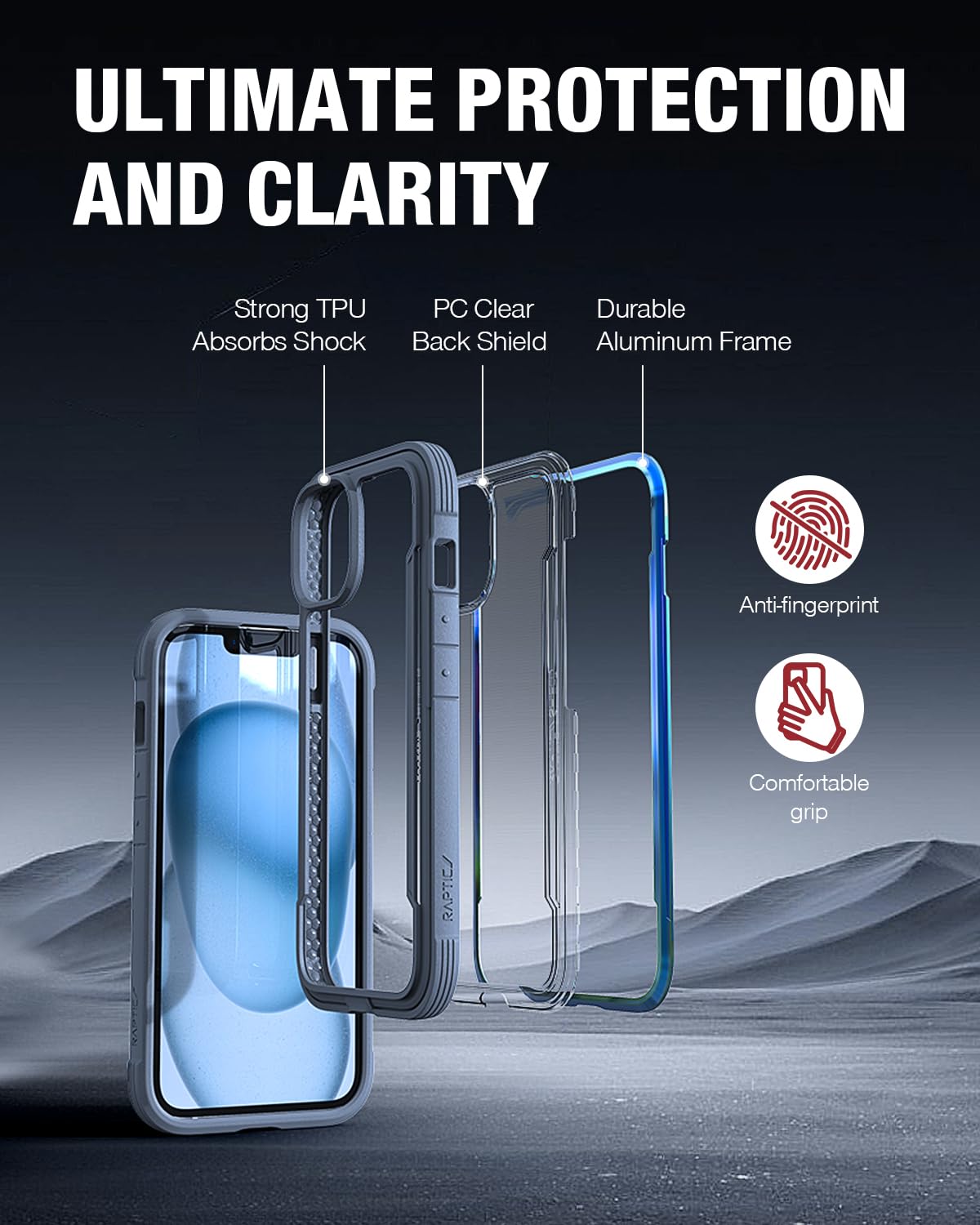 Foto 6 pulgar | Funda Raptic Shield Para Iphone 15 De 6.1 Pulgadas A Prueba De Golpes, Transparente - Venta Internacional.
