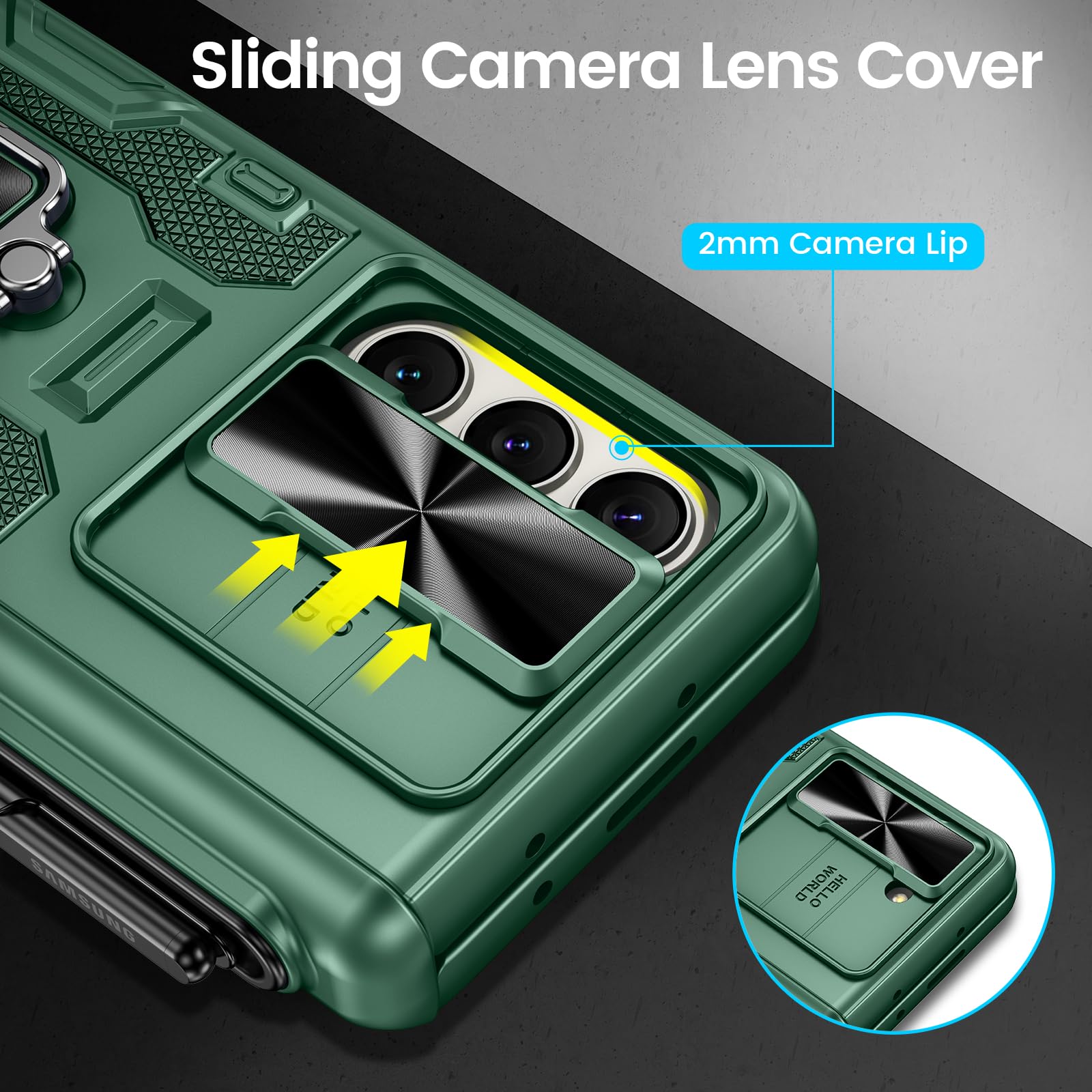 Foto 4 pulgar | Funda Vego Para Samsung Galaxy Z Fold 5 Con Soporte Para Bolígrafos, Color Verde - Venta Internacional.