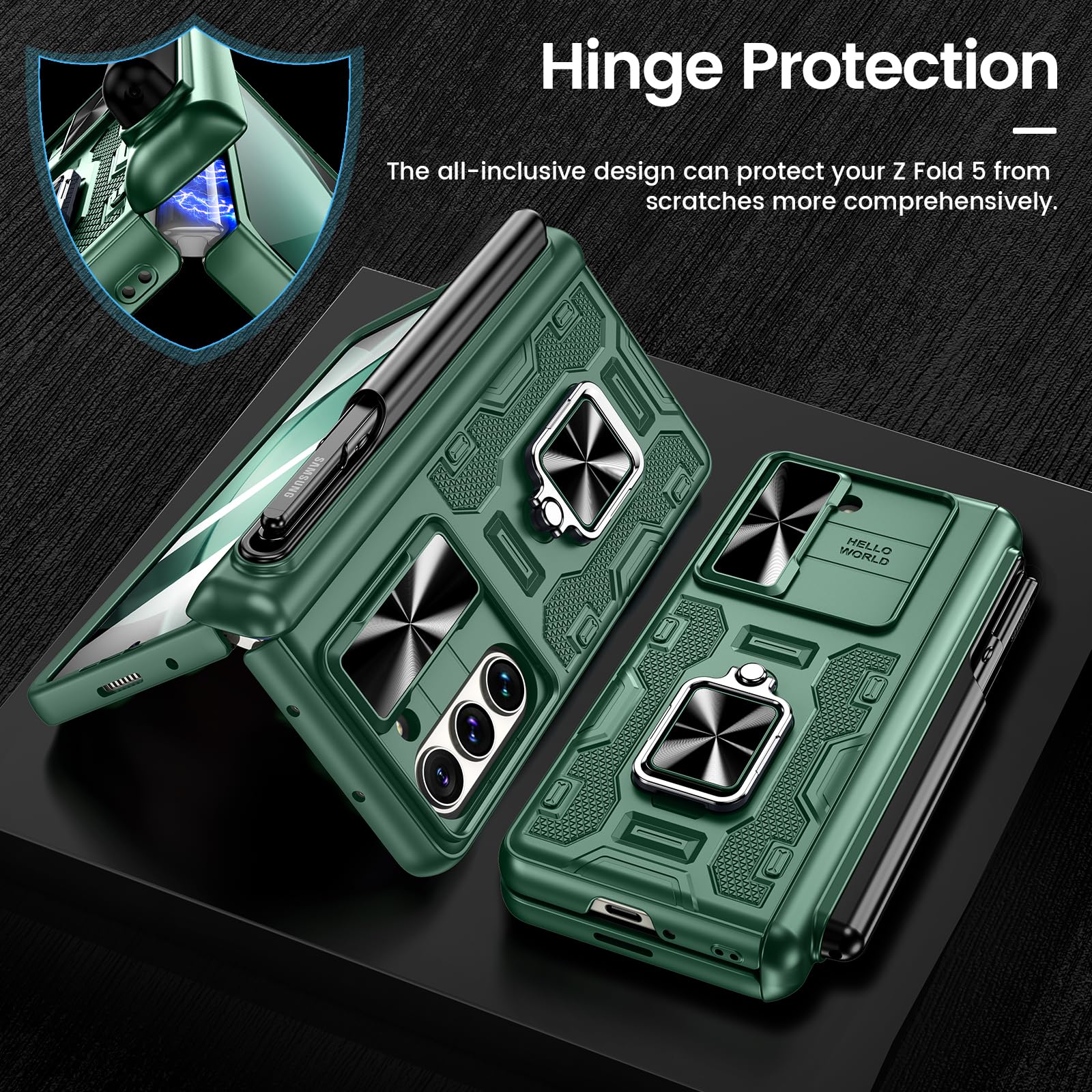 Foto 6 pulgar | Funda Vego Para Samsung Galaxy Z Fold 5 Con Soporte Para Bolígrafos, Color Verde - Venta Internacional.