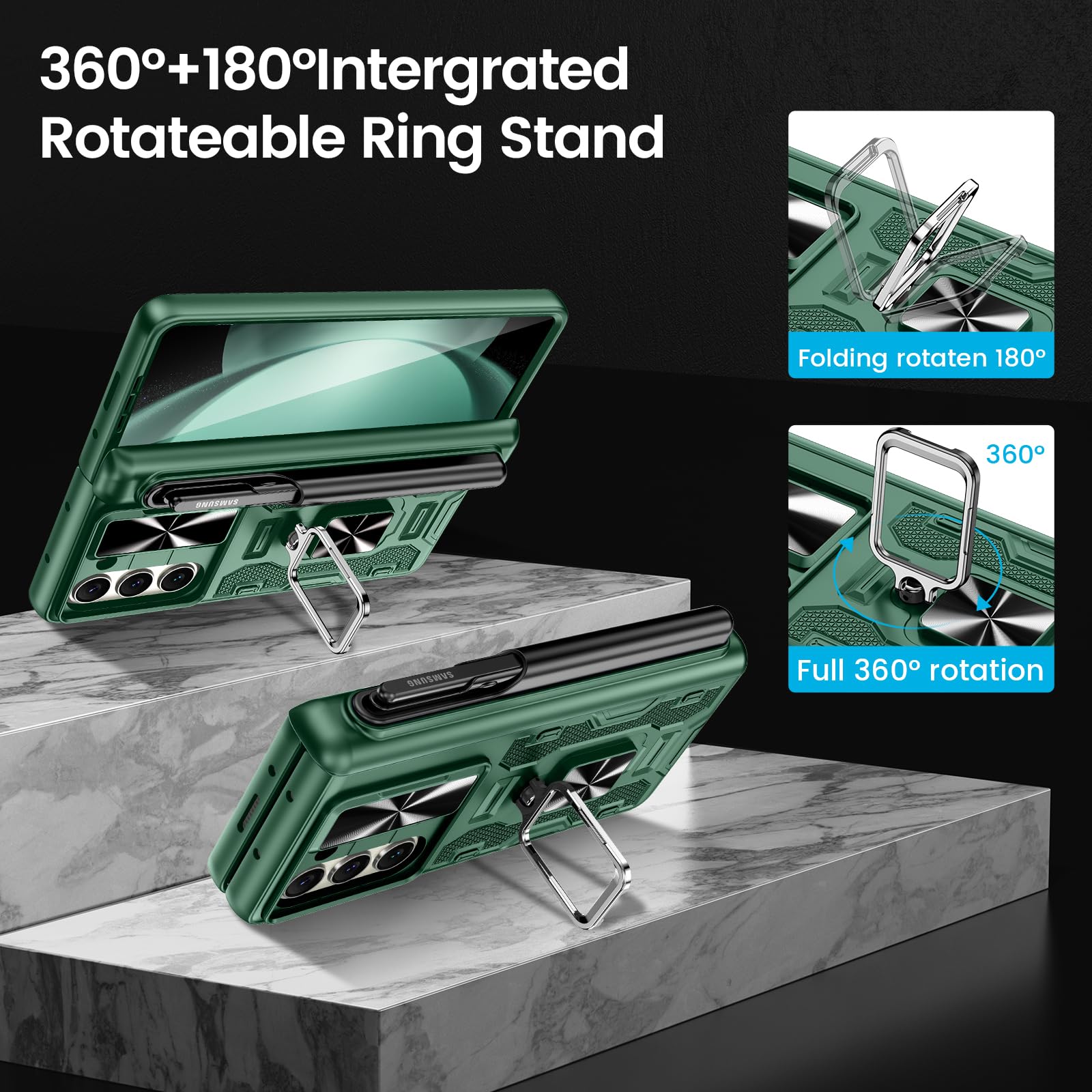 Foto 7 | Funda Vego Para Samsung Galaxy Z Fold 5 Con Soporte Para Bolígrafos, Color Verde - Venta Internacional.