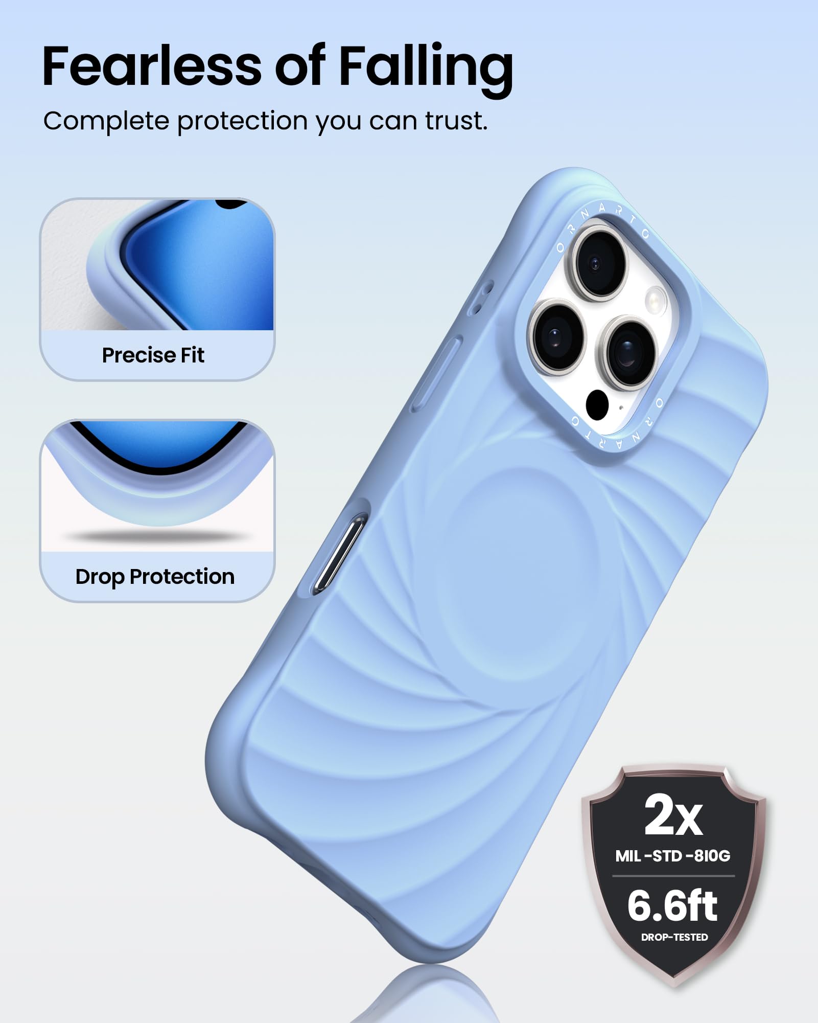 Foto 4 pulgar | Funda De Teléfono Ornarto Vortuxe Para Iphone 16 Pro Max Silicone Sky - Venta Internacional.