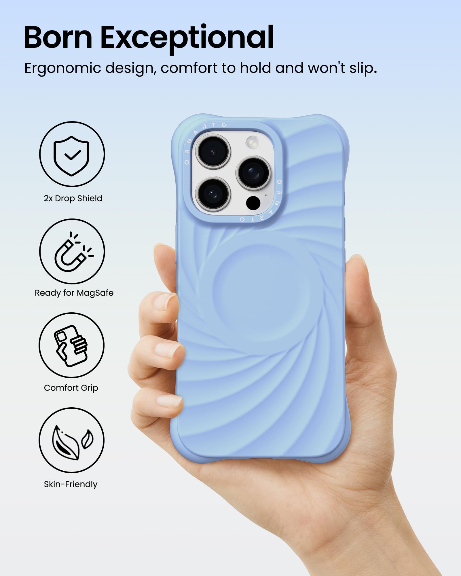 Foto 6 pulgar | Funda De Teléfono Ornarto Vortuxe Para Iphone 16 Pro Max Silicone Sky - Venta Internacional.