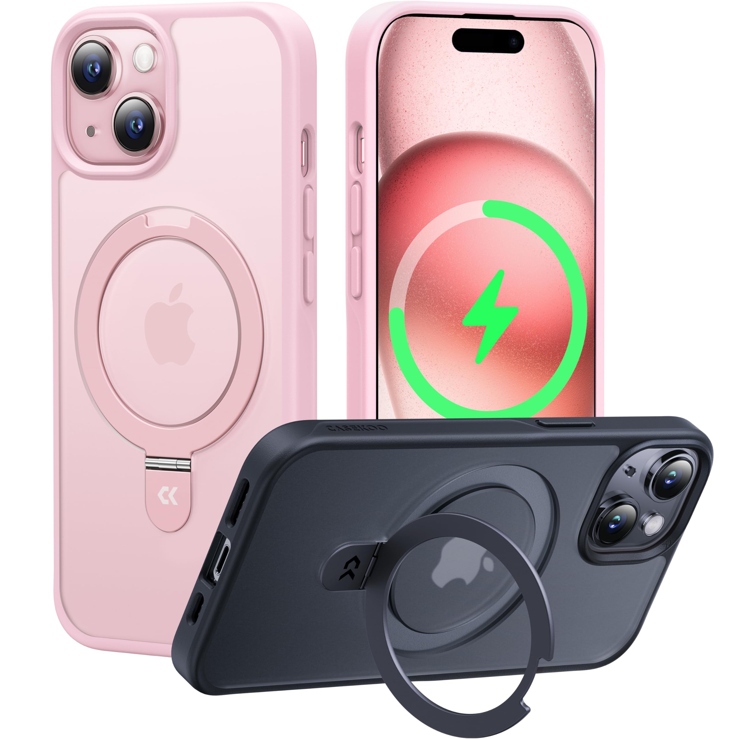Foto 2 pulgar | Funda De Teléfono Casekoo Diseñada Para Iphone 15 Con Soporte Rosa - Venta Internacional.