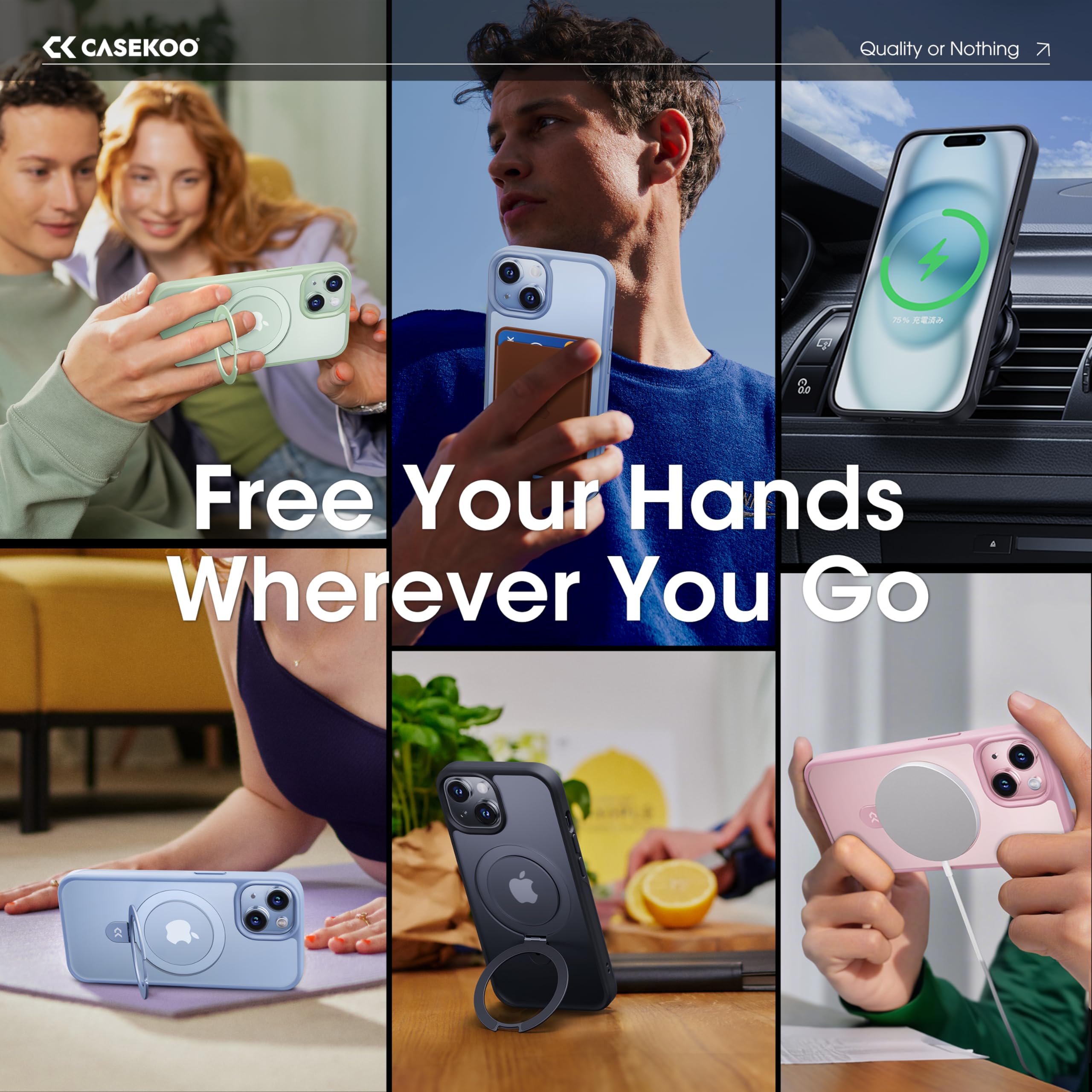 Foto 5 pulgar | Funda De Teléfono Casekoo Diseñada Para Iphone 15 Con Soporte Rosa - Venta Internacional.