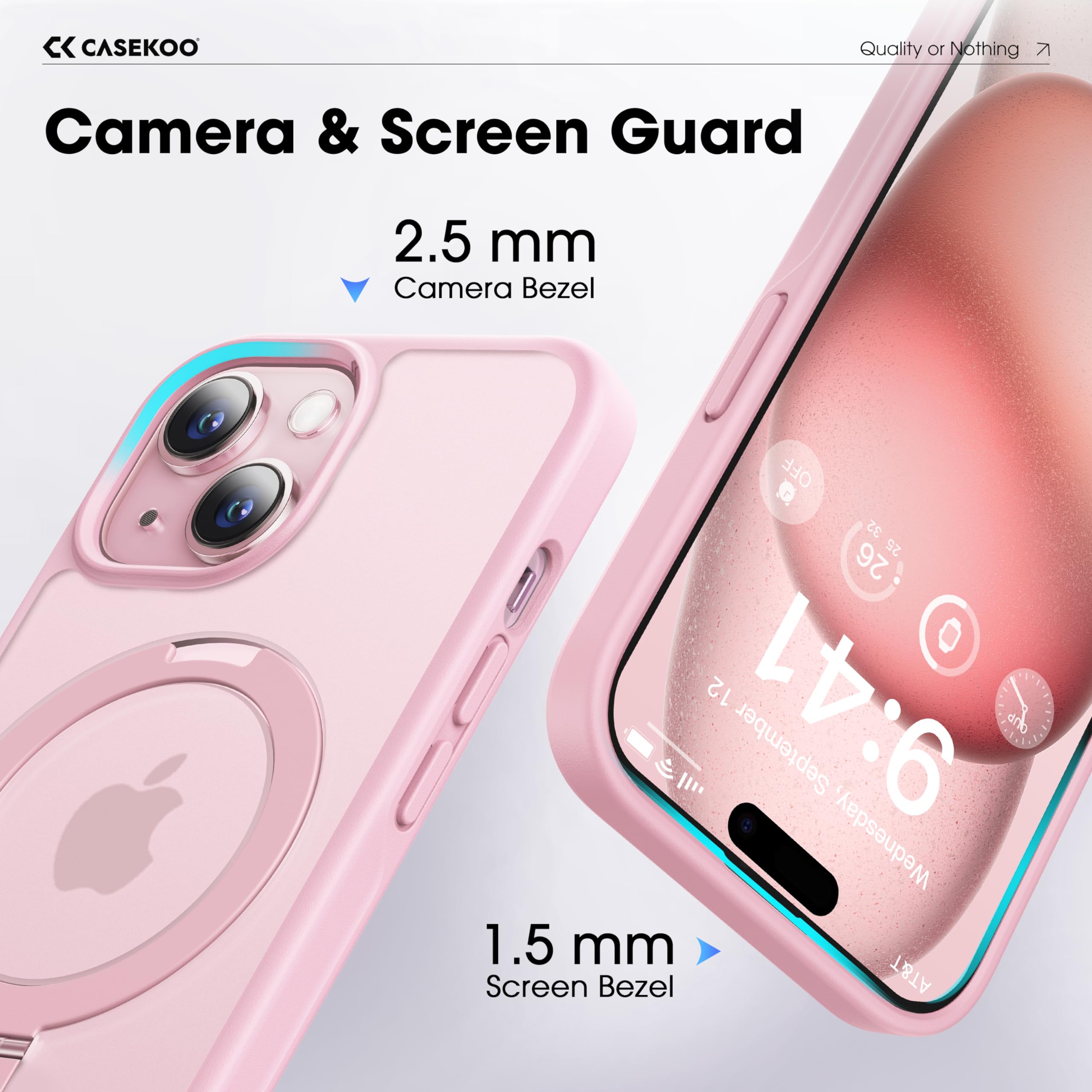 Foto 7 pulgar | Funda De Teléfono Casekoo Diseñada Para Iphone 15 Con Soporte Rosa - Venta Internacional.