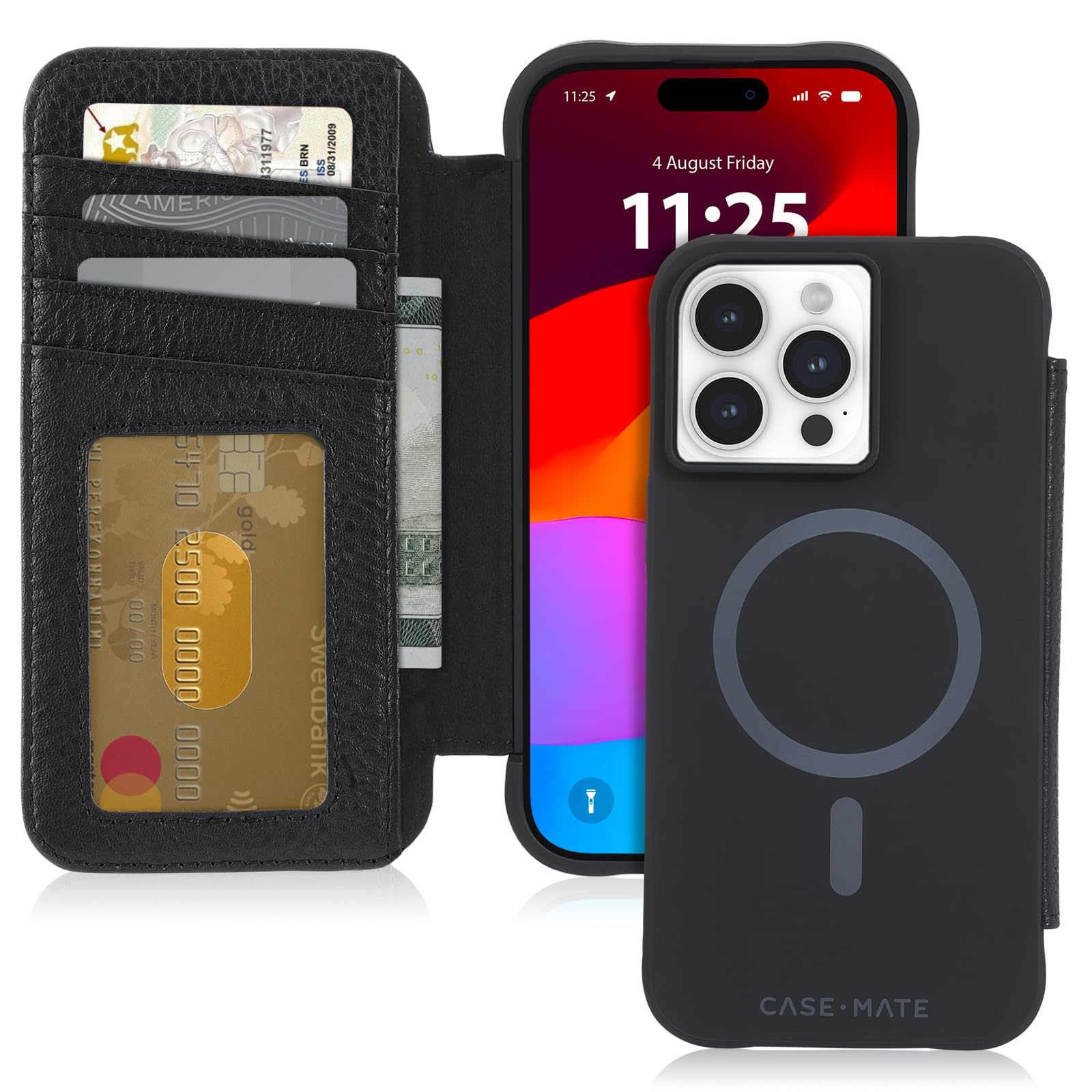 Funda Para Teléfono Case-mate Wallet Folio Para Iphone 15 Pro Max, Color Negro - Venta Internacional.