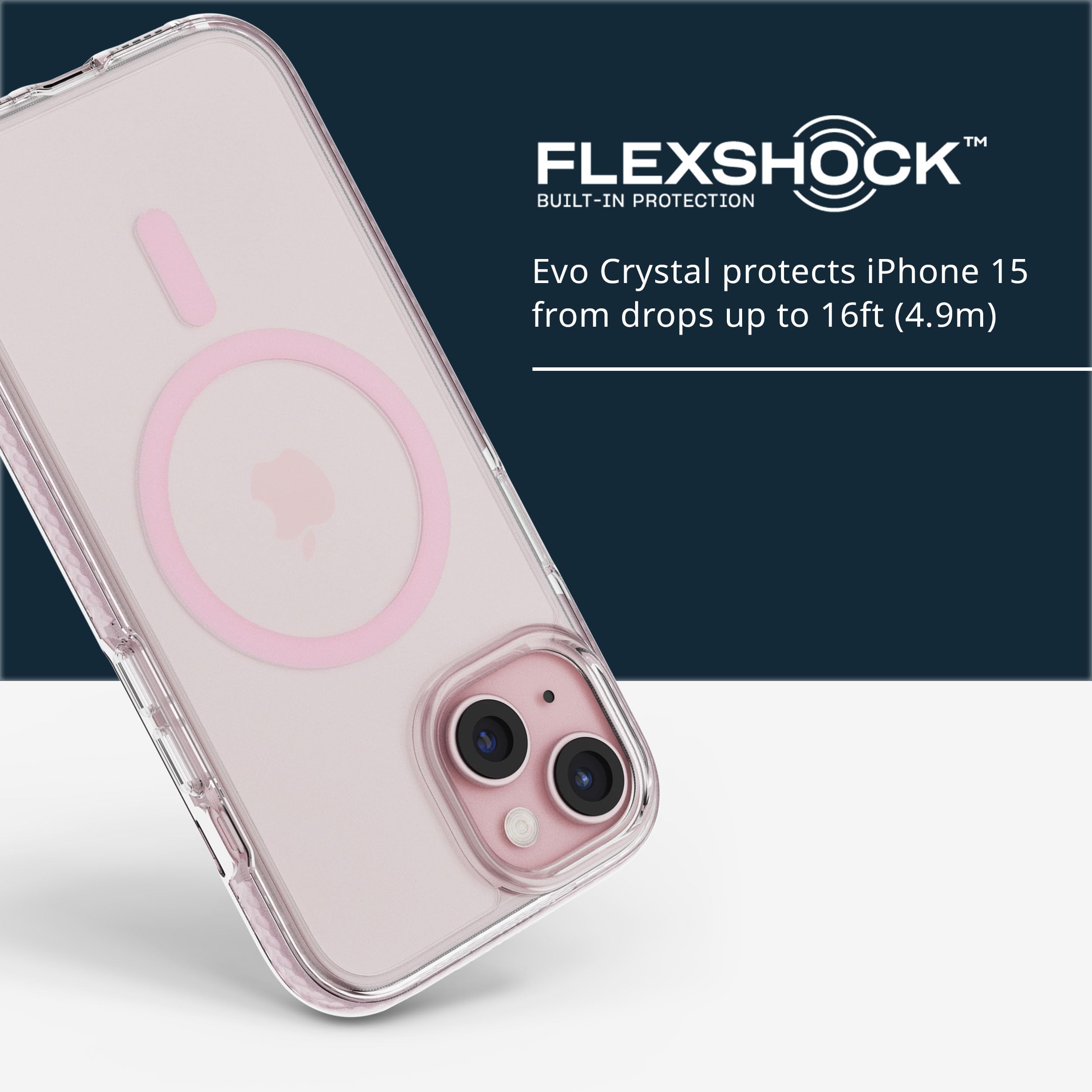 Foto 5 pulgar | Funda Tech21 Evo Crystal Para Iphone 15 Con Magsafe, Color Rosa - Venta Internacional.