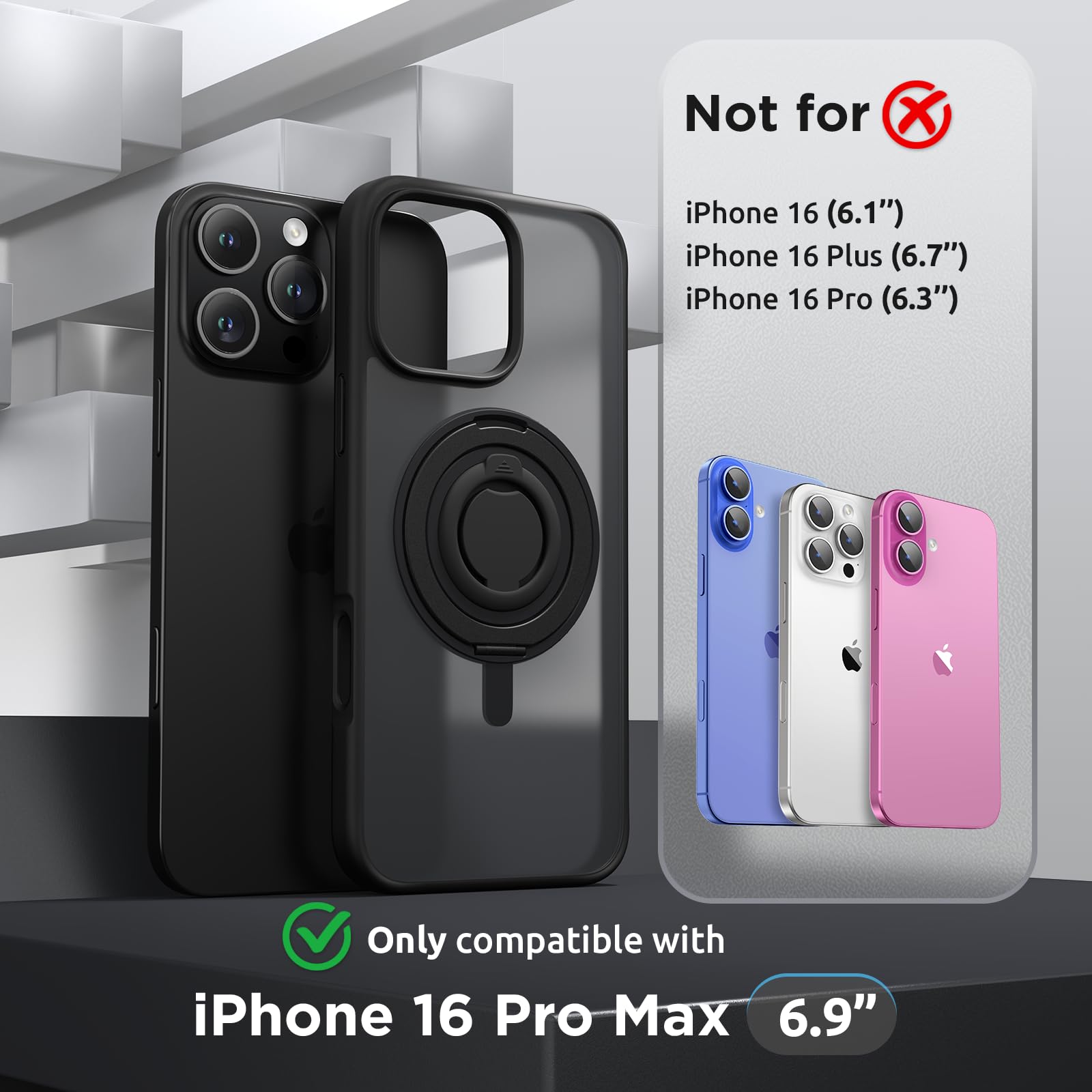Foto 3 pulgar | Funda Surphy Con Soporte Magnético Para Iphone 16 Pro Max Con Anilla Para El Dedo - Venta Internacional.