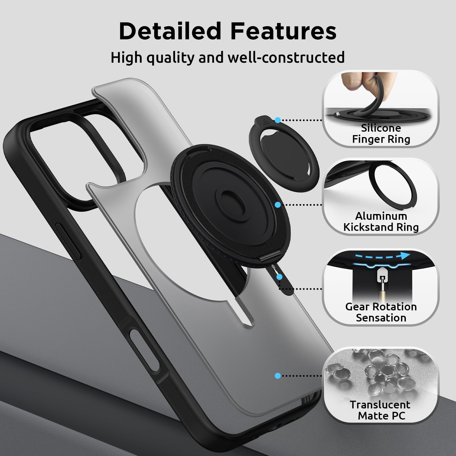 Foto 5 | Funda Surphy Con Soporte Magnético Para Iphone 16 Pro Max Con Anilla Para El Dedo - Venta Internacional.