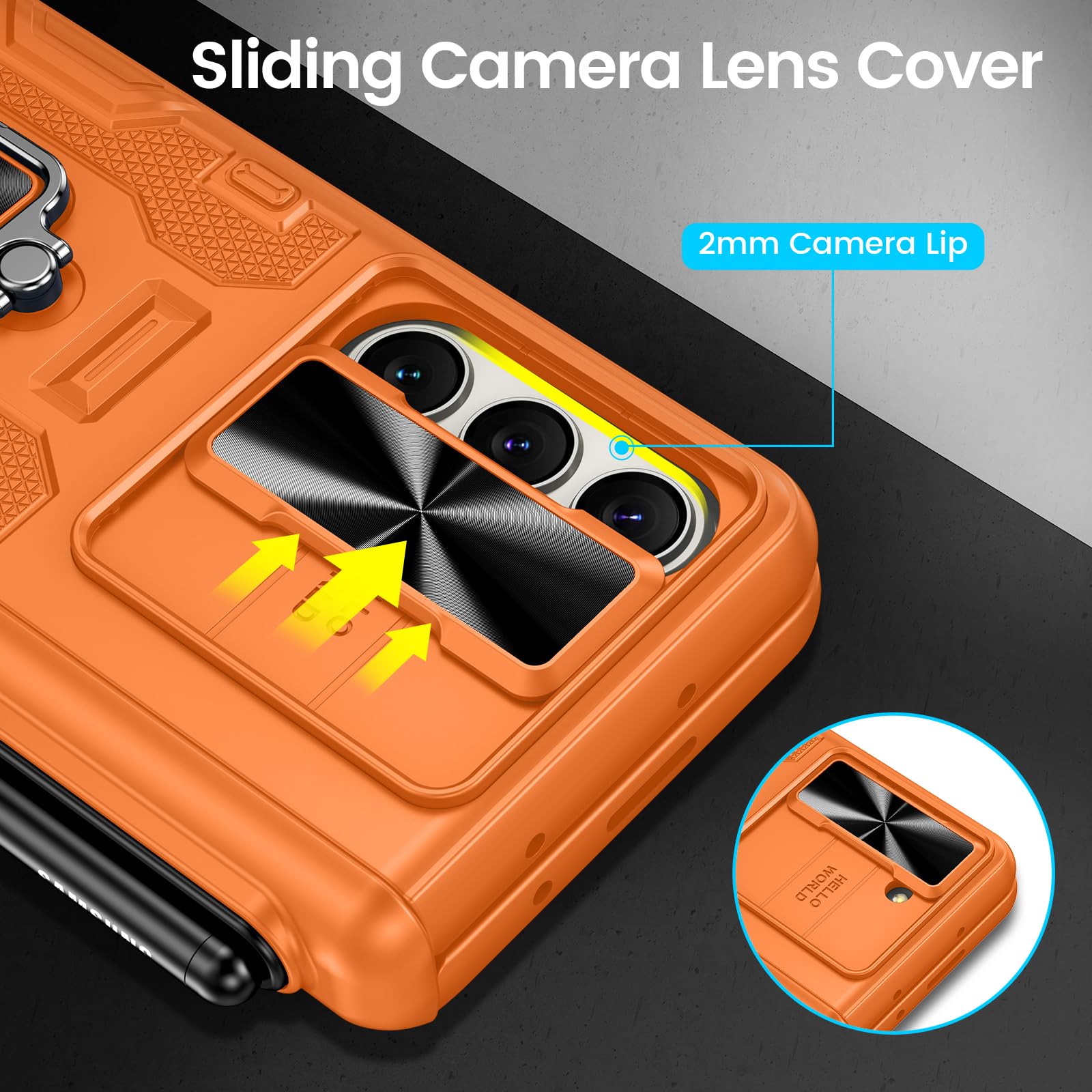 Foto 4 pulgar | Funda Vego Para Samsung Galaxy Z Fold 5 Con Soporte Para Bolígrafos, Color Naranja - Venta Internacional.
