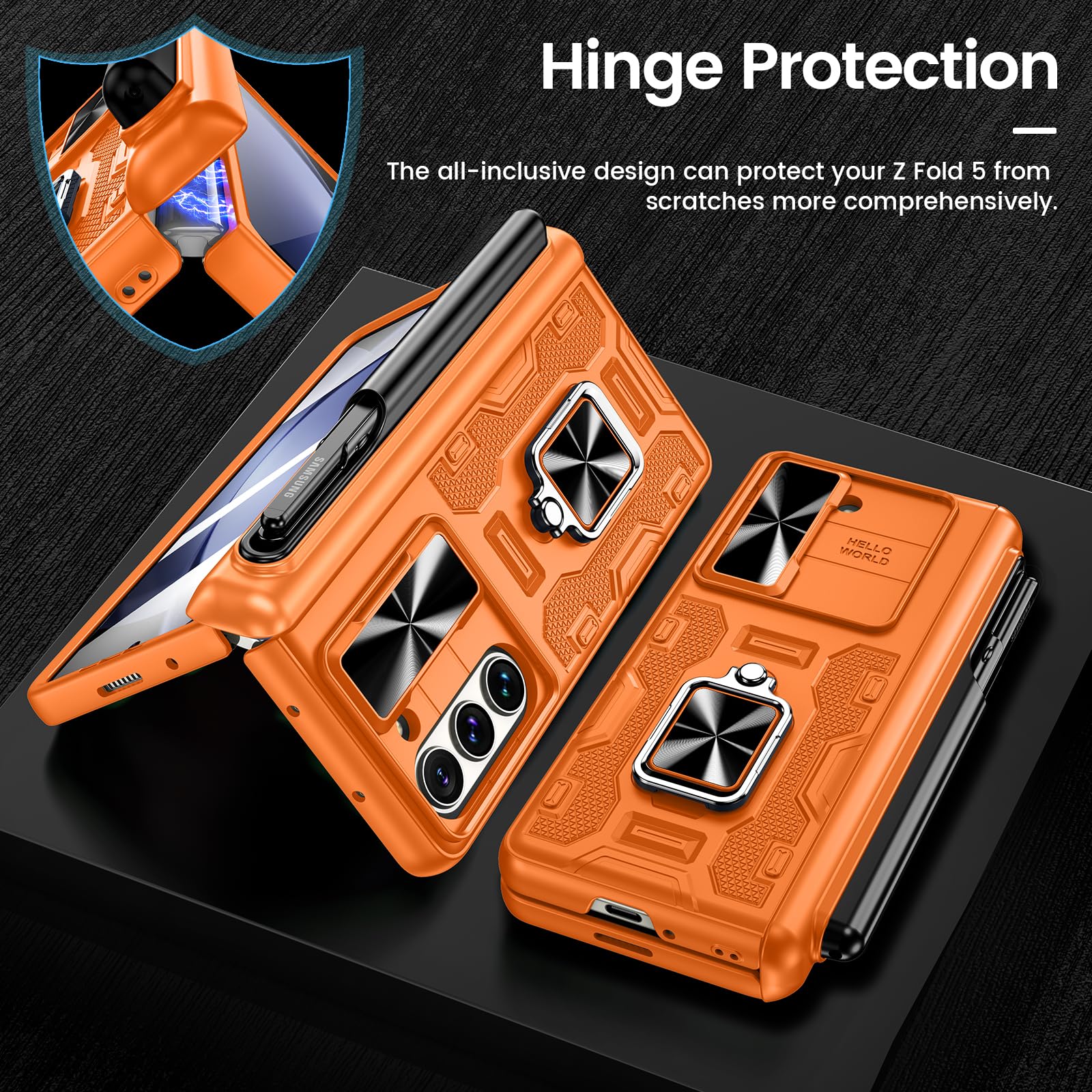 Foto 5 | Funda Vego Para Samsung Galaxy Z Fold 5 Con Soporte Para Bolígrafos, Color Naranja - Venta Internacional.