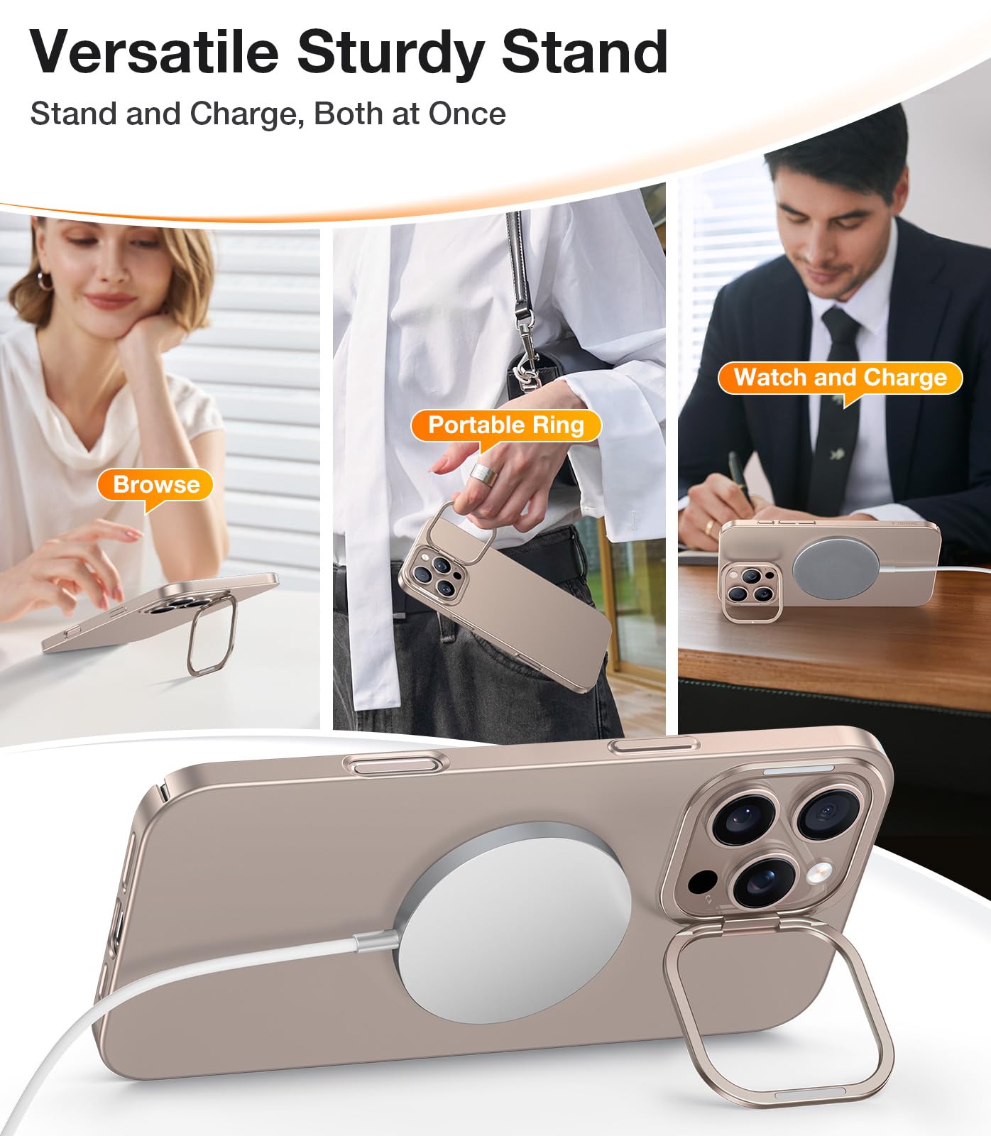 Foto 7 pulgar | Funda De Teléfono Torras Magnetic Slim Fit Con Soporte Para Iphone 16 Pro - Venta Internacional.