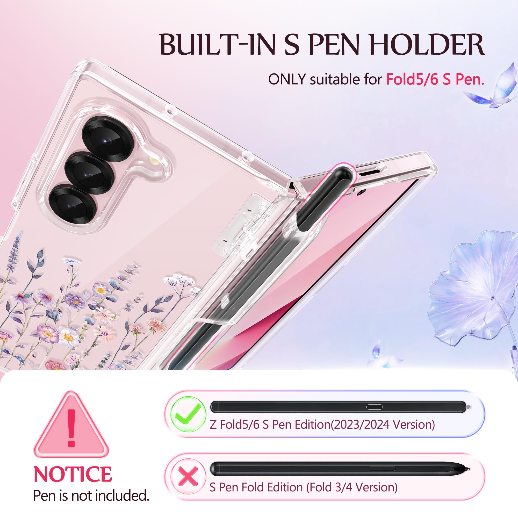 Foto 4 pulgar | Funda De Teléfono Gviewin Para Samsung Galaxy Z Fold 6 Con Soporte Para Bolígrafos - Venta Internacional.