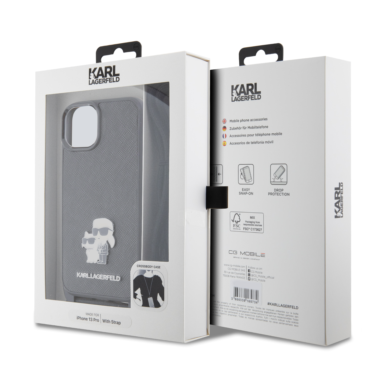 Foto 8 pulgar | Funda Karl Safiano Crossbody Logo Metálico Para Iphone 13
