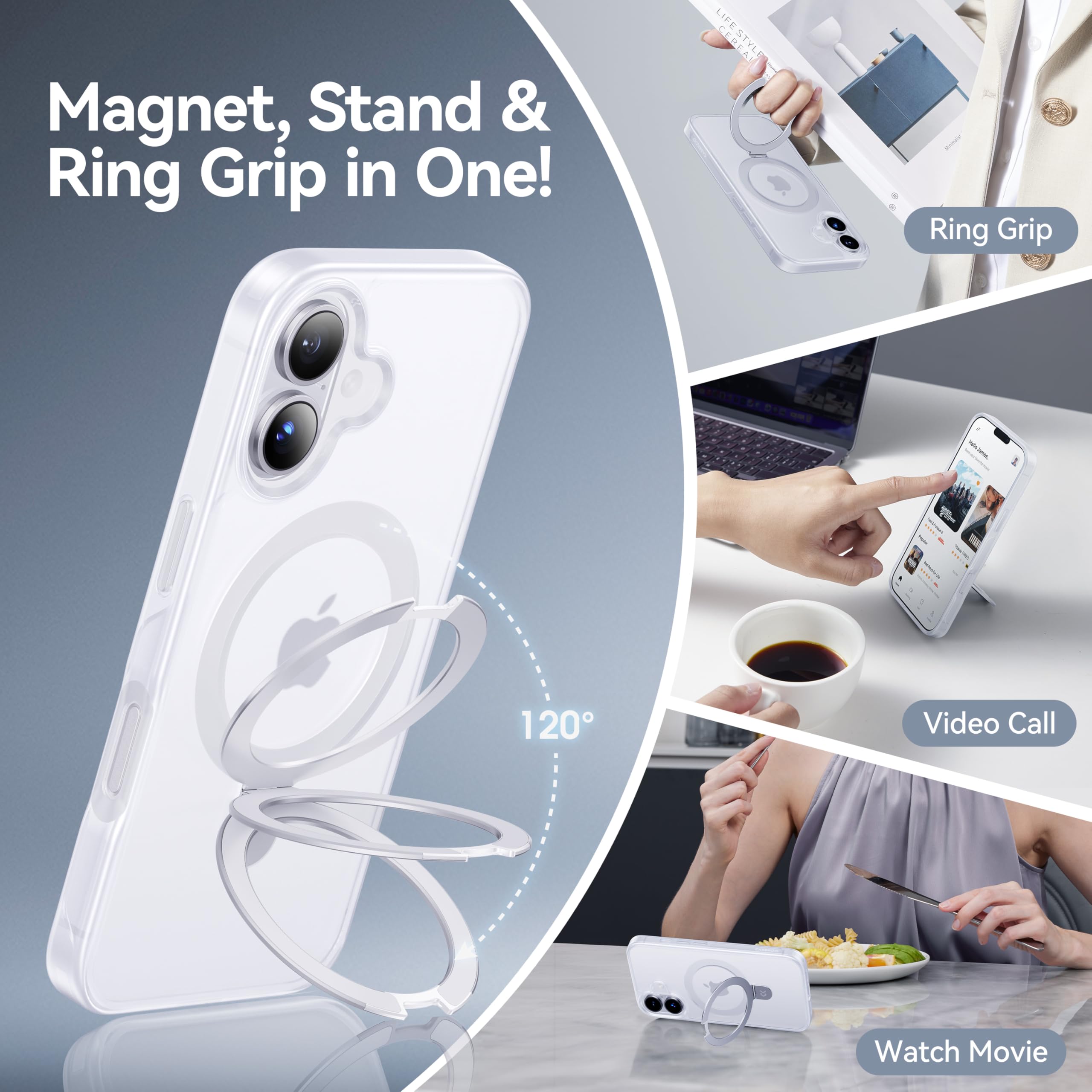 Foto 4 pulgar | Funda Casekoo Diseñada Para Iphone 16 Con Soporte Magnético - Venta Internacional.