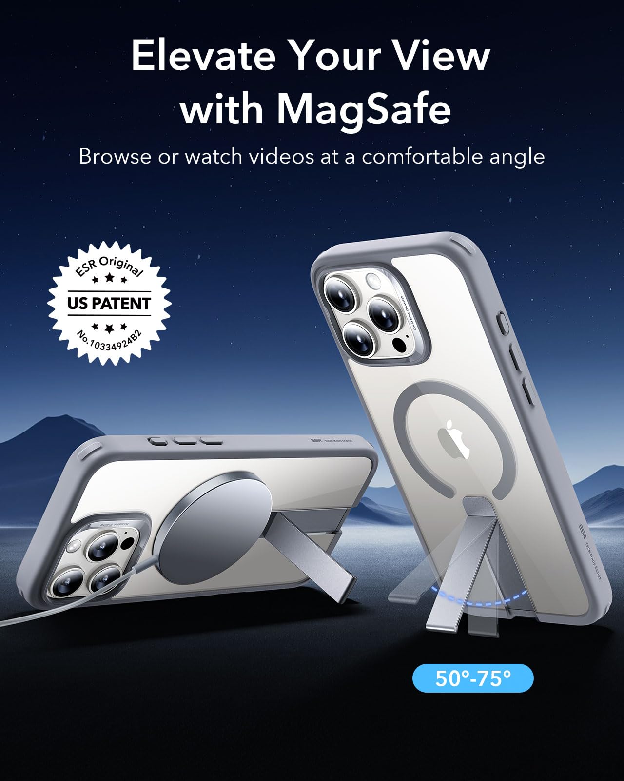 Foto 2 | Funda De Teléfono Esr Para Iphone 16 Pro Con Soporte Magsafe Clear Grey - Venta Internacional.