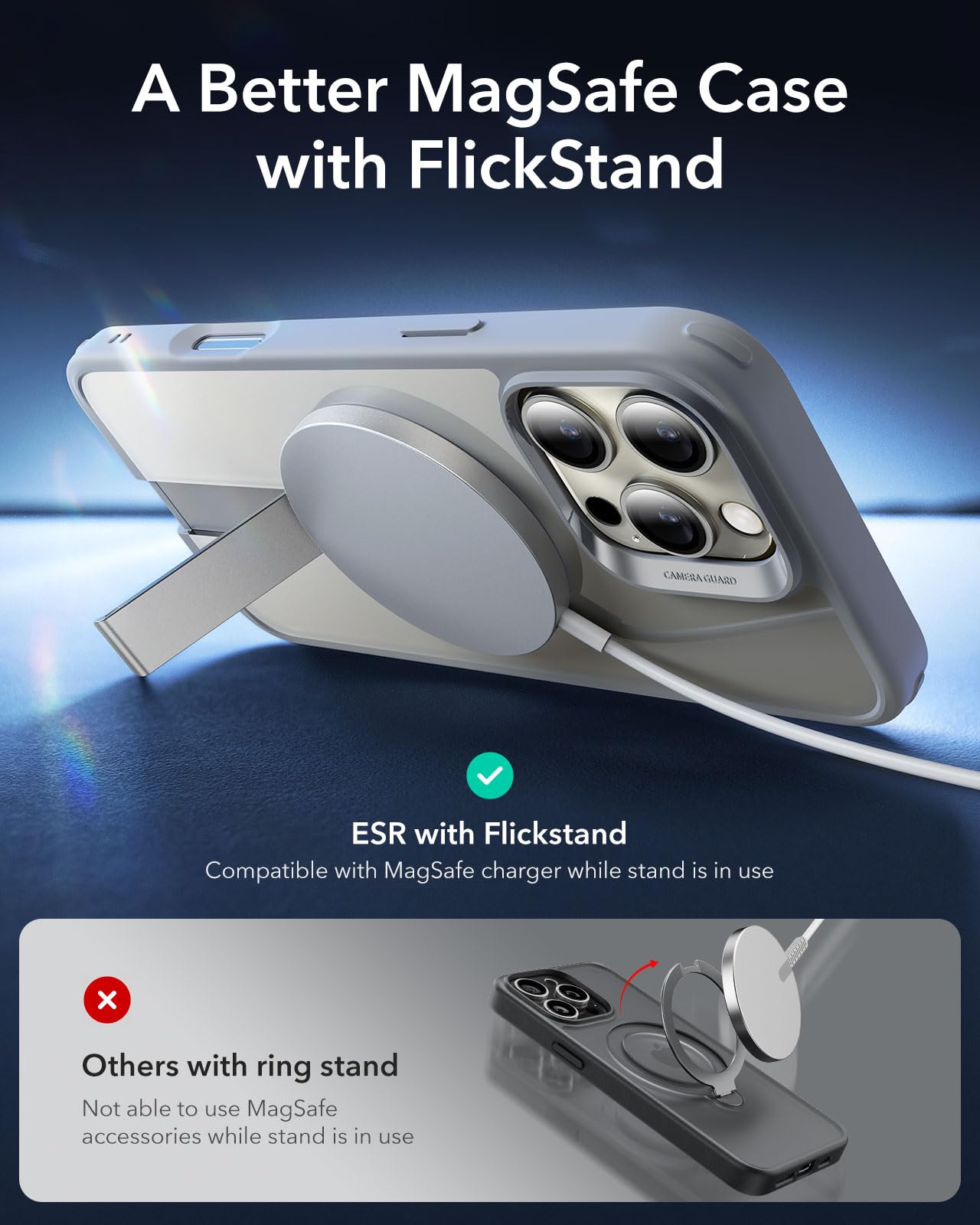 Foto 3 | Funda De Teléfono Esr Para Iphone 16 Pro Con Soporte Magsafe Clear Grey - Venta Internacional.