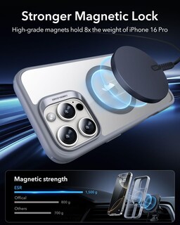 Foto 4 | Funda De Teléfono Esr Para Iphone 16 Pro Con Soporte Magsafe Clear Grey - Venta Internacional.