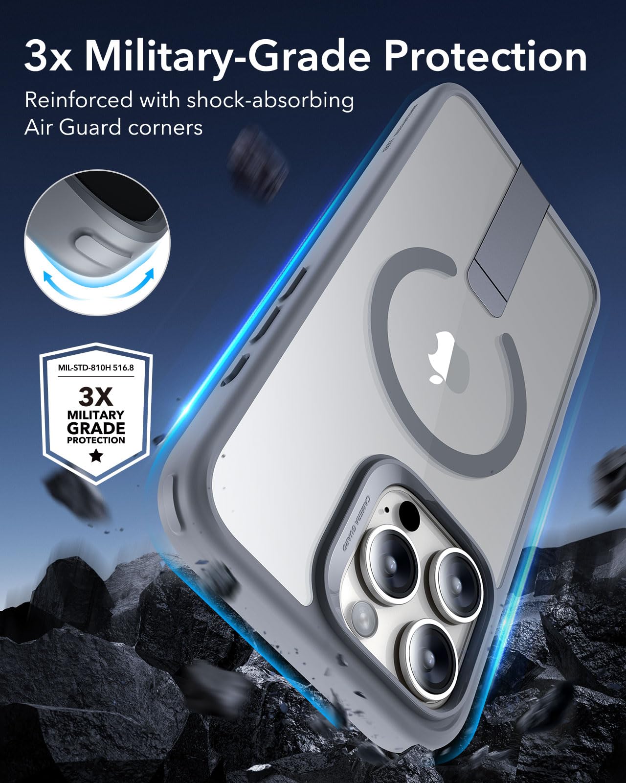 Foto 6 pulgar | Funda De Teléfono Esr Para Iphone 16 Pro Con Soporte Magsafe Clear Grey - Venta Internacional.