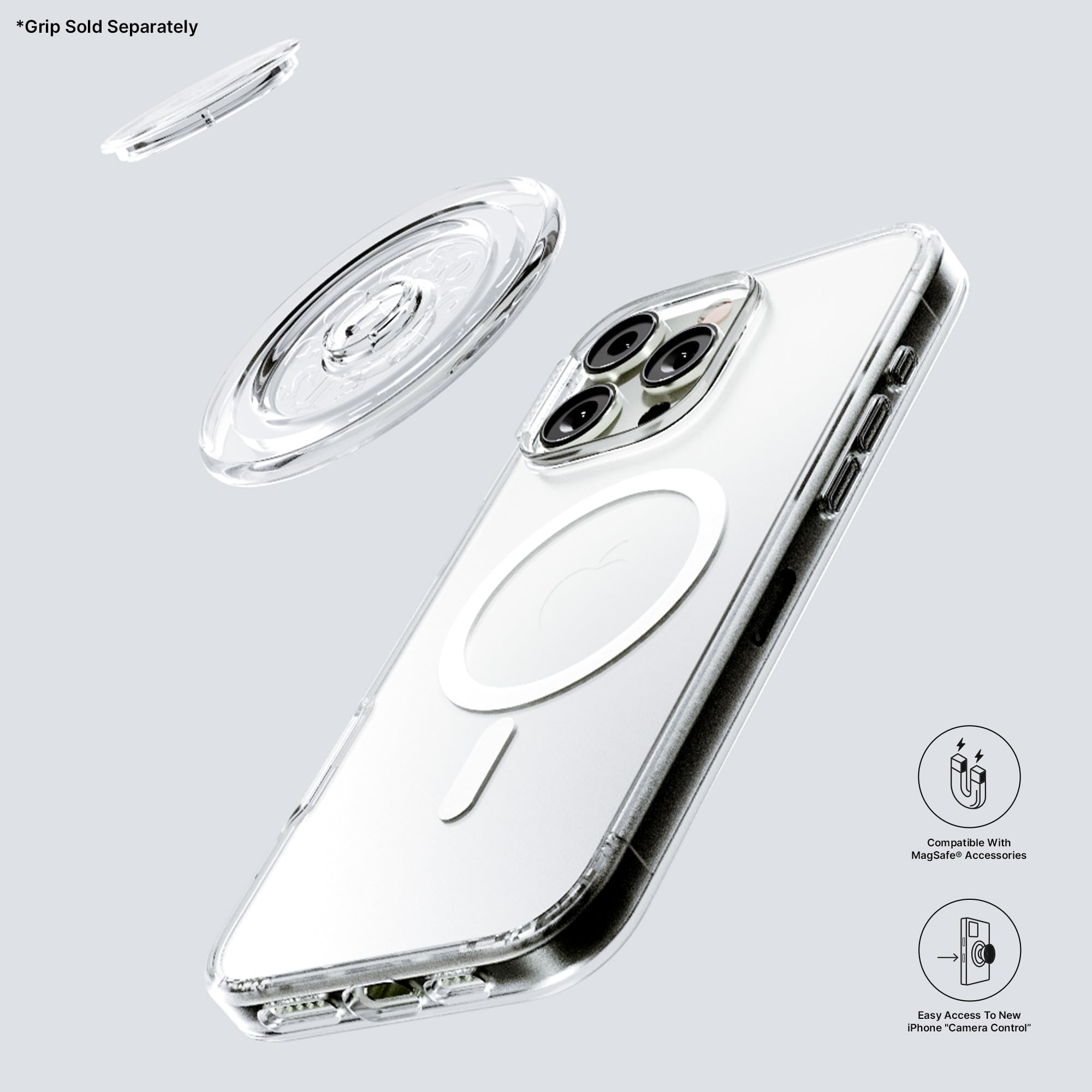 Foto 5 pulgar | Funda Para Teléfono Popsockets Compatible Con Iphone 16 Pro, Transparente - Venta Internacional.
